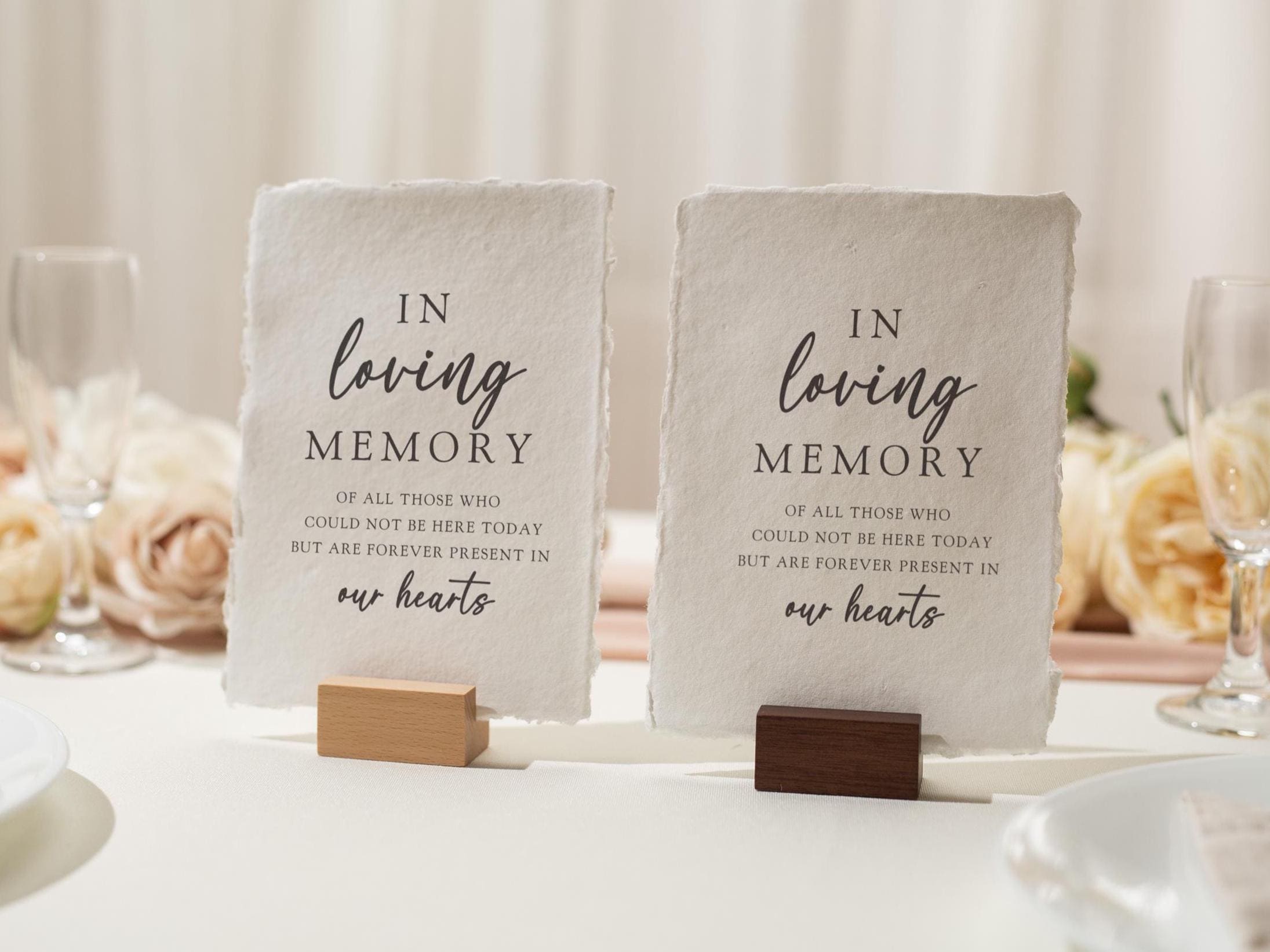 In Loving Memory Sign Deckle Edge Paper (Design 8) - Remembrance Honoring Loved Ones Wedding Ceremony Memorial Signage, Ready to Ship