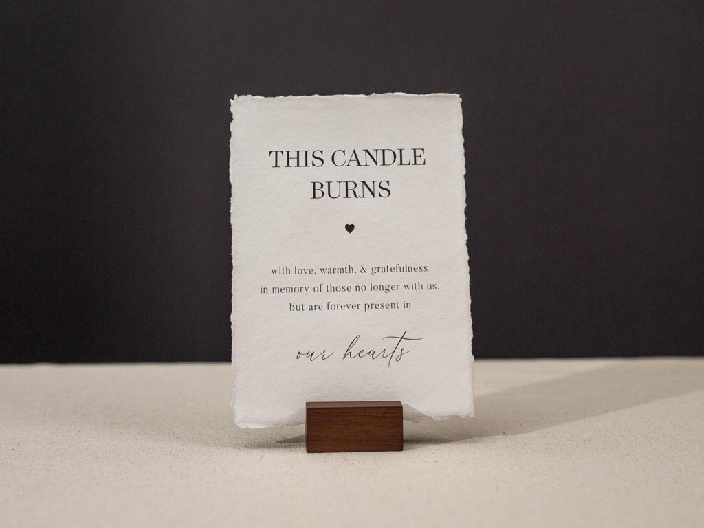 Forever Present in Our Hearts Sign Candle Deckle Edge Paper (Design 9) - Loved Ones Wedding Ceremony Memorial Signage, Ready to Ship