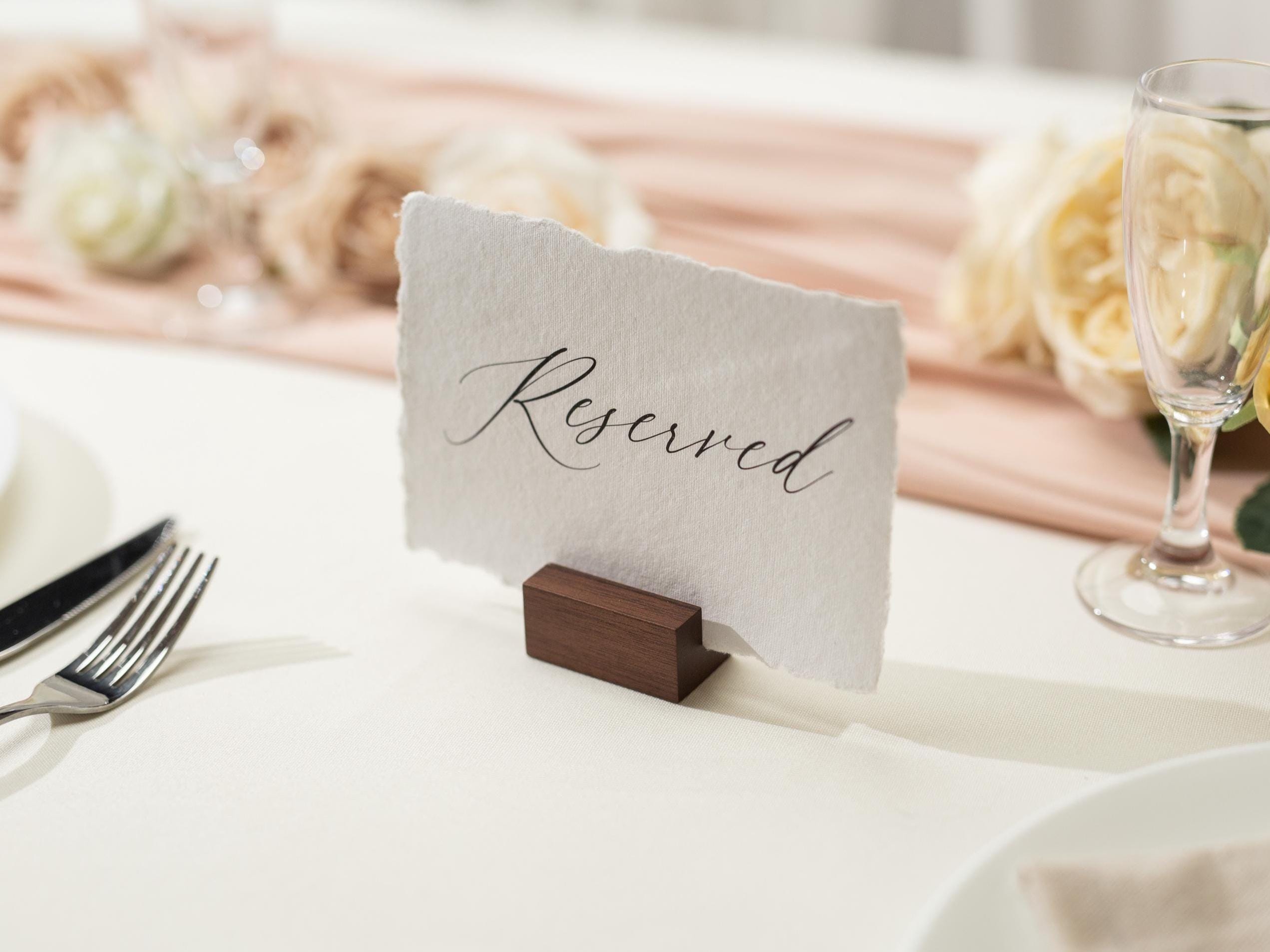 Reserved Sign Deckle Edge Paper (Design 10) - Bride Groom or Family Section Wedding Ceremony Reception Event Decor Signage, Ready to Ship