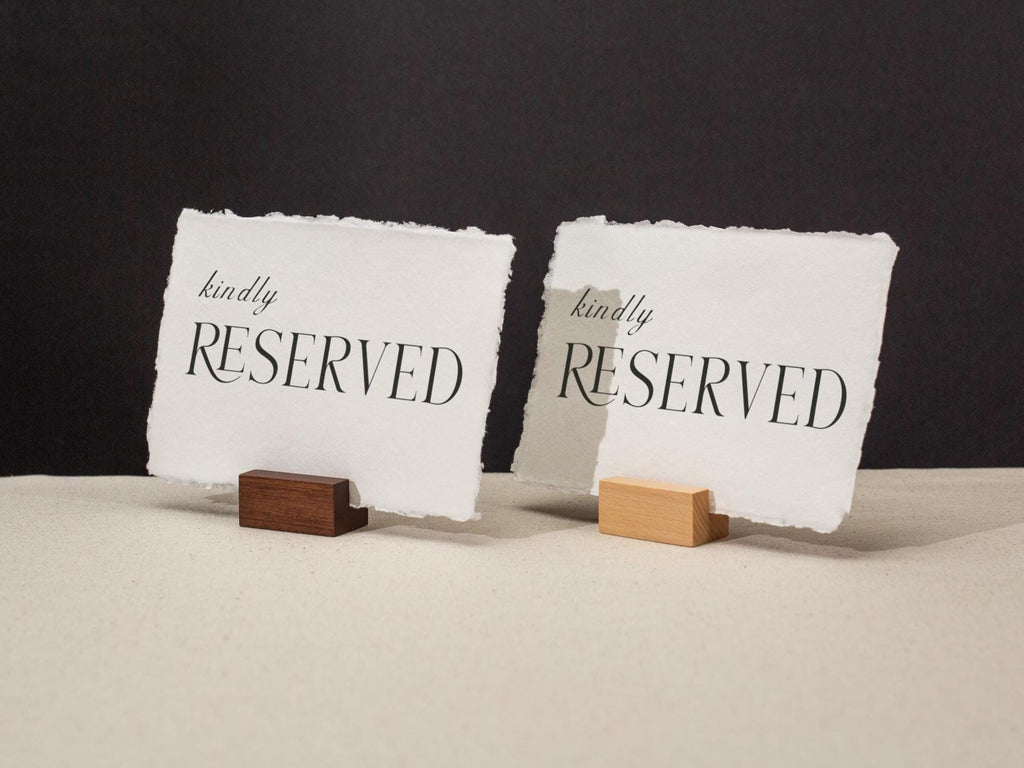 Kindly Reserved Sign Deckle Edge Paper (Design 11) - Bride Groom Family Section Wedding Ceremony Reception Event Decor Signage Ready to Ship