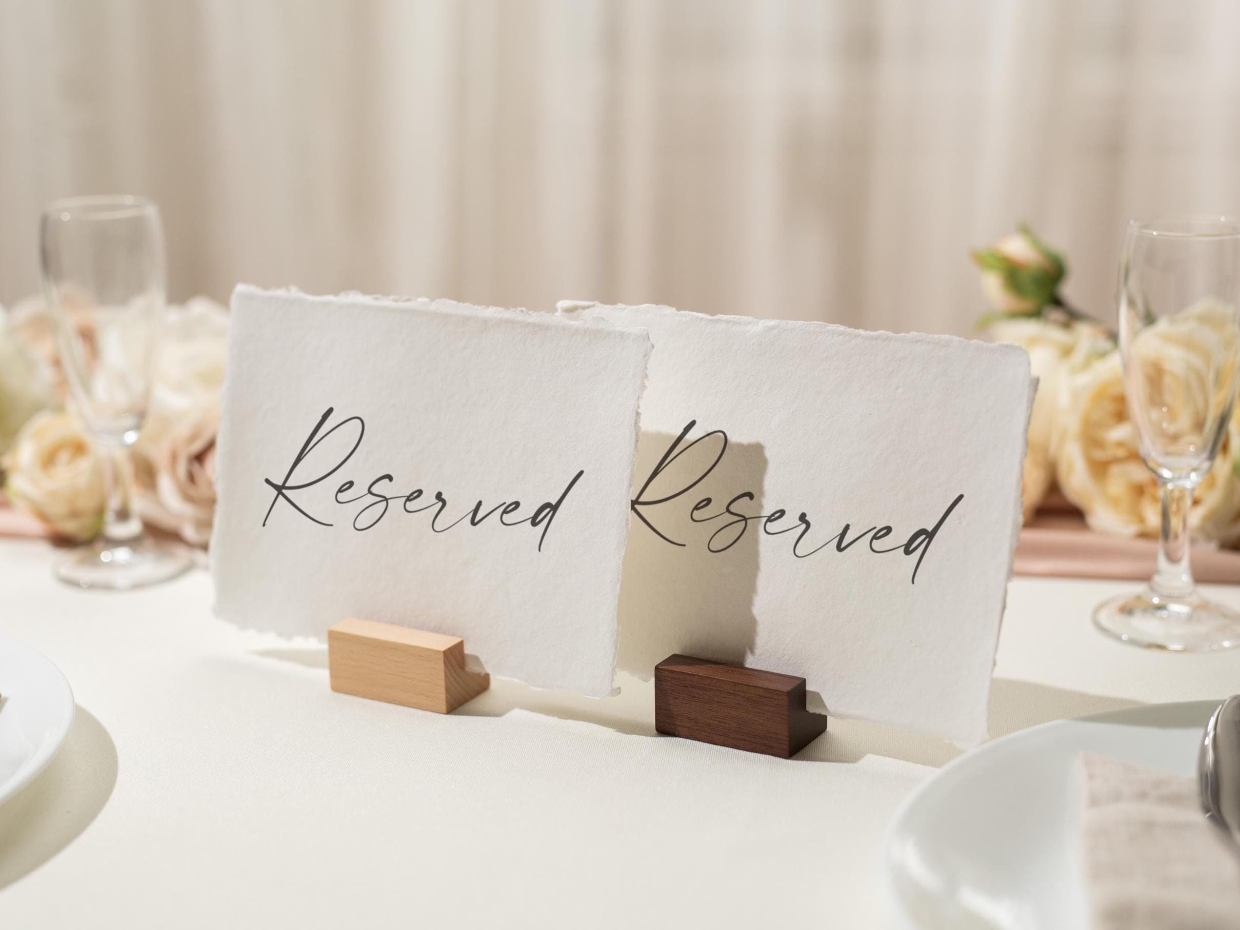 Reserved Sign Deckle Edge Paper (Design 12) - Bride Groom or Family Section Wedding Ceremony Reception Event Decor Signage, Ready to Ship