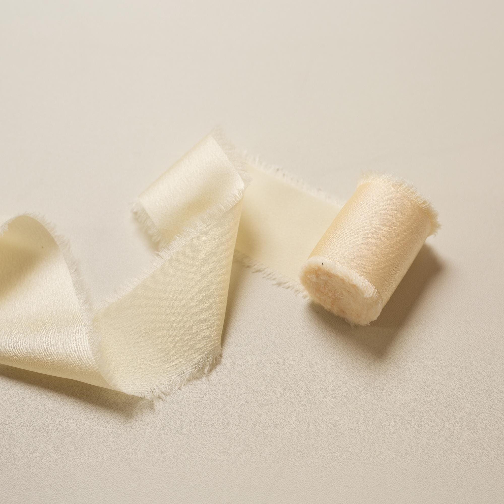 Frayed Edge Silky Satin Ribbon, 5 yards - For wedding, gifts, special events, decoration, wedding party gifts, cards, floral bouquet