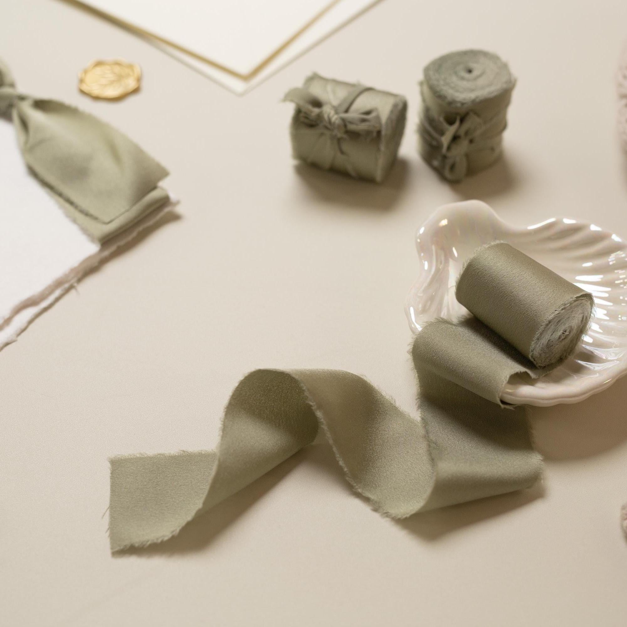 Frayed Edge Silky Satin Ribbon, 5 yards - For wedding, gifts, special events, decoration, wedding party gifts, cards, floral bouquet