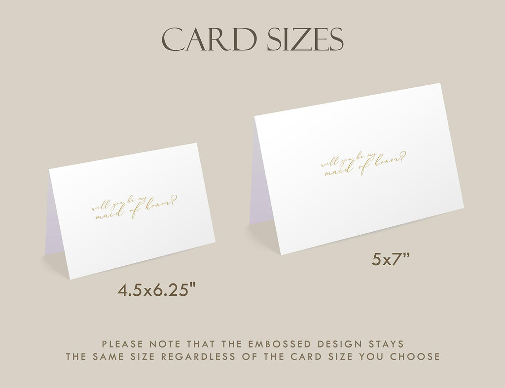 Gold Embossed Folded Card w/ Envelope (Maid) - Will You Be My Maid Of Honor Proposal Card Bridesmaid Wedding Stationery Thank You Letter