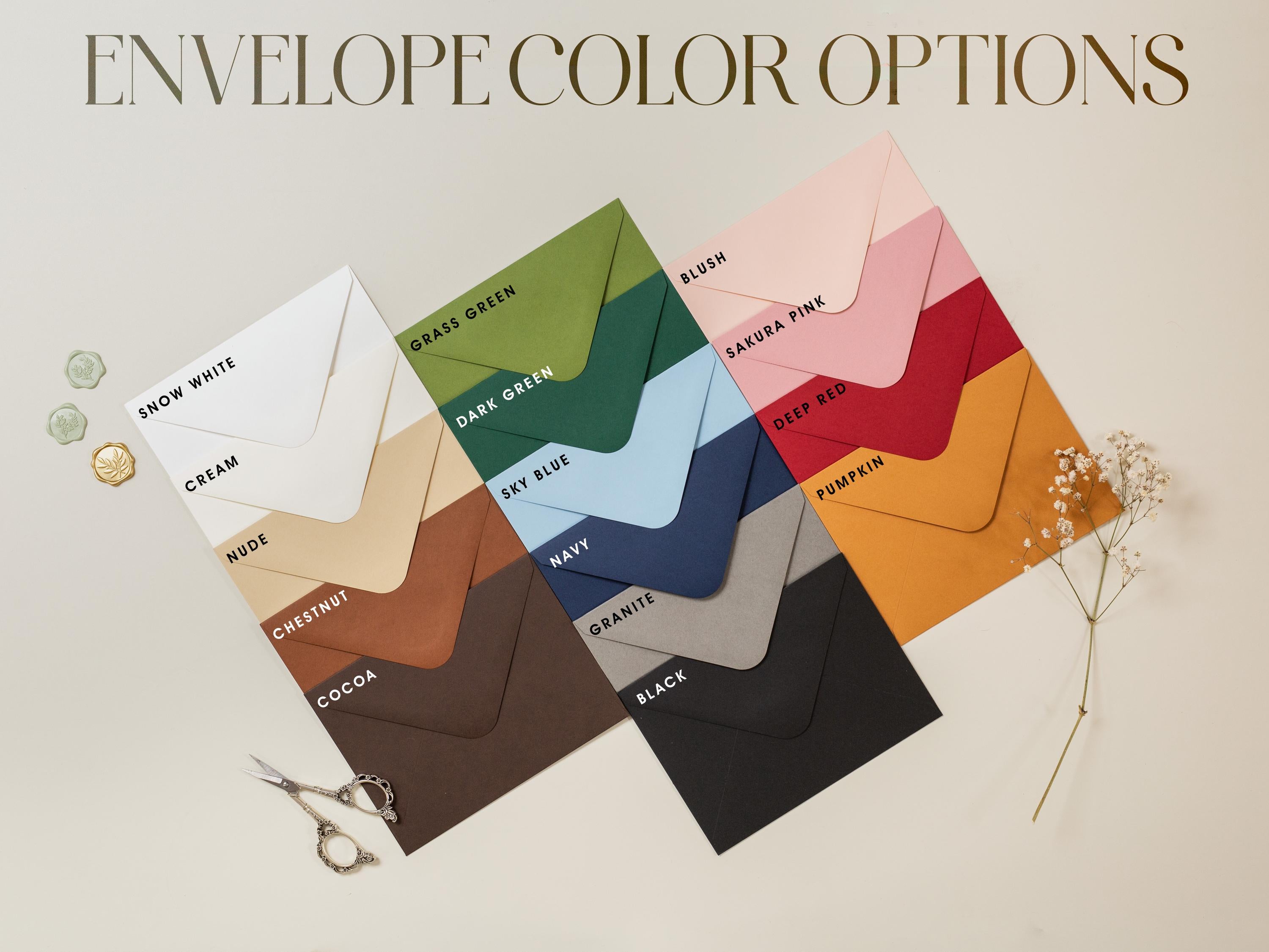A7 envelope address printing (d1) - with white or black ink custom wedding guest invitation black navy green return envelopes personalized