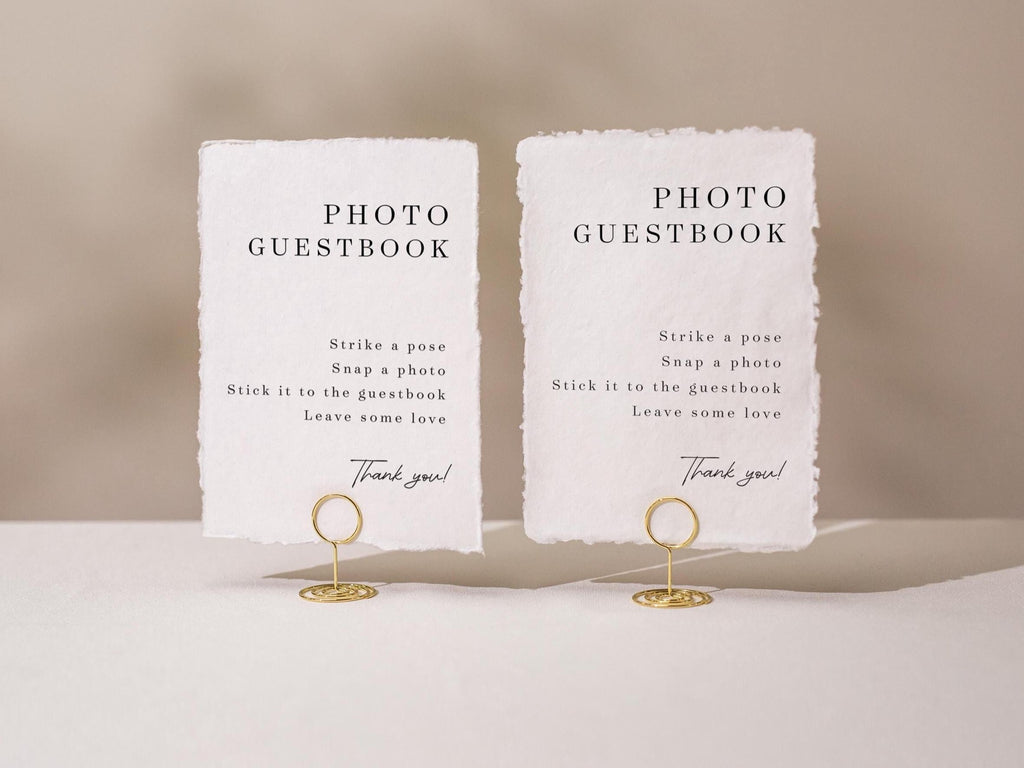 Photo Guest Book Sign Deckle Edge Paper (Design 3) - Instax Polaroid Photo Guestbook Wedding Ceremony Reception Decor Signage Ready to Ship