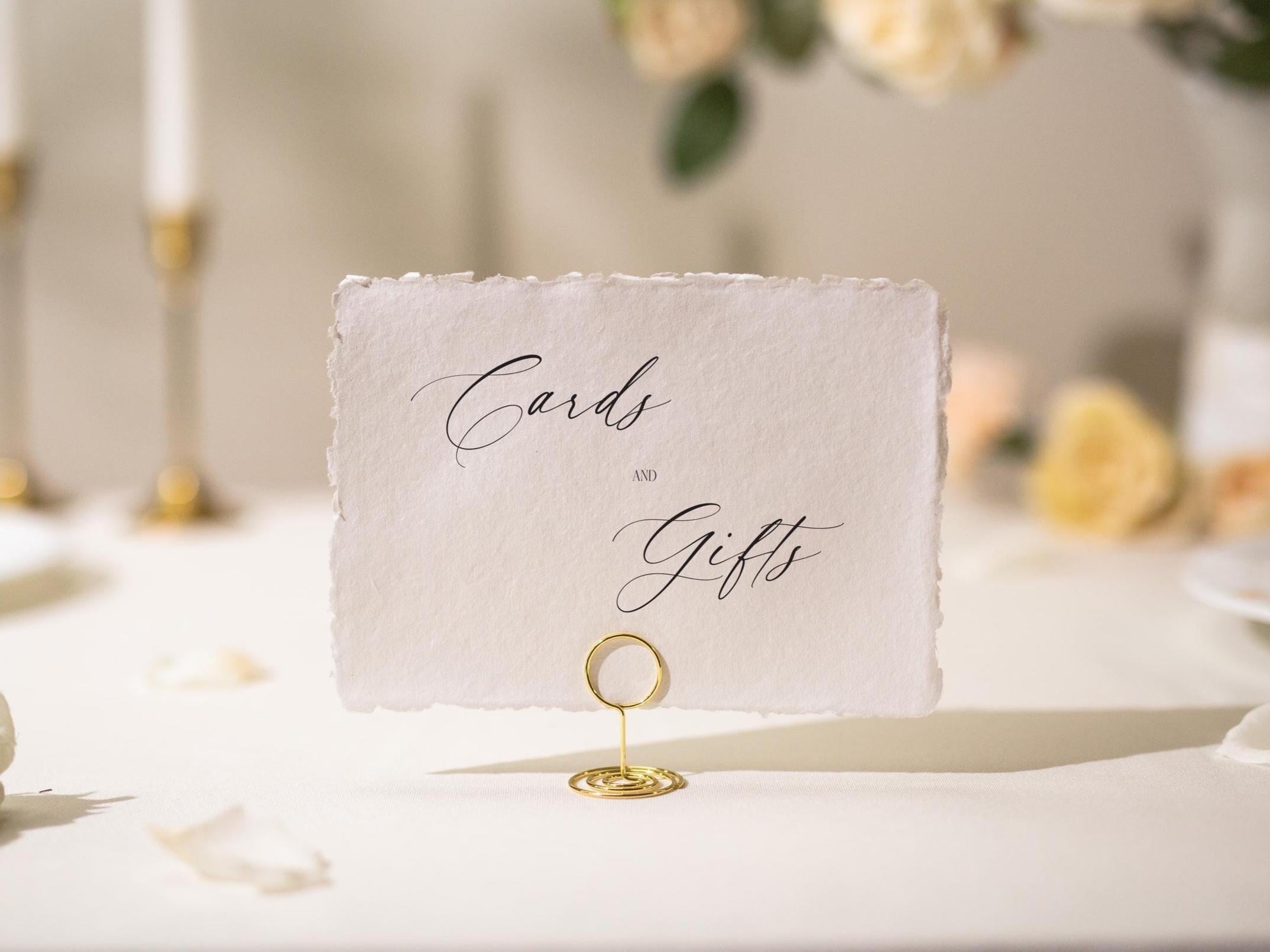 Cards and Gifts Sign Deckle Edge Paper (Design 4) - Gift Table Wedding Ceremony Reception Event Decor Signage Ready to Ship