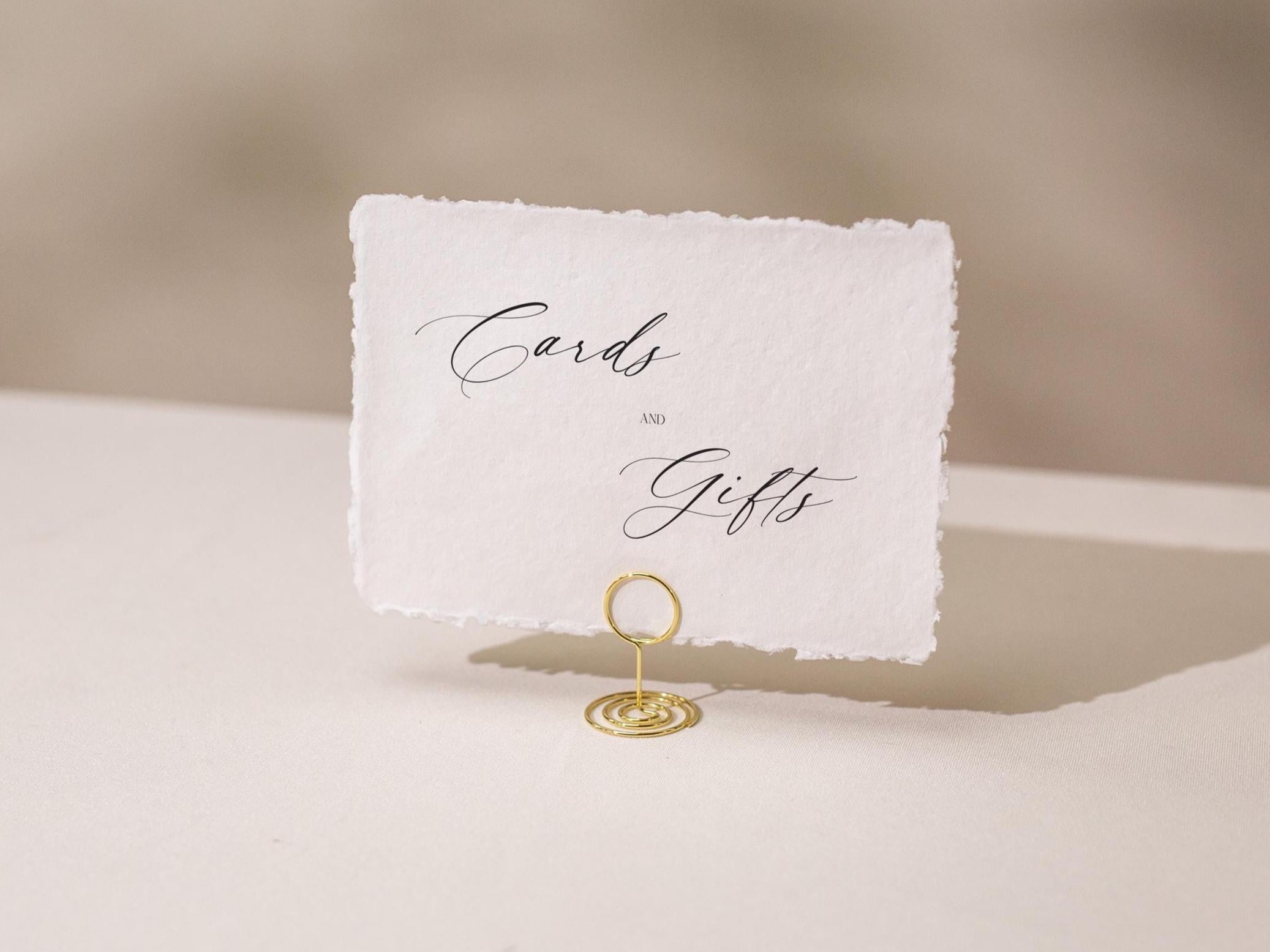 Cards and Gifts Sign Deckle Edge Paper (Design 4) - Gift Table Wedding Ceremony Reception Event Decor Signage Ready to Ship