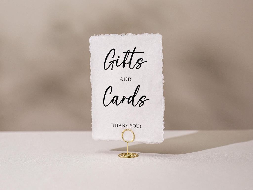 Gifts and Cards Sign Deckle Edge Paper (Design 5) - Gift Table Wedding Ceremony Reception Event Decor Signage Ready to Ship