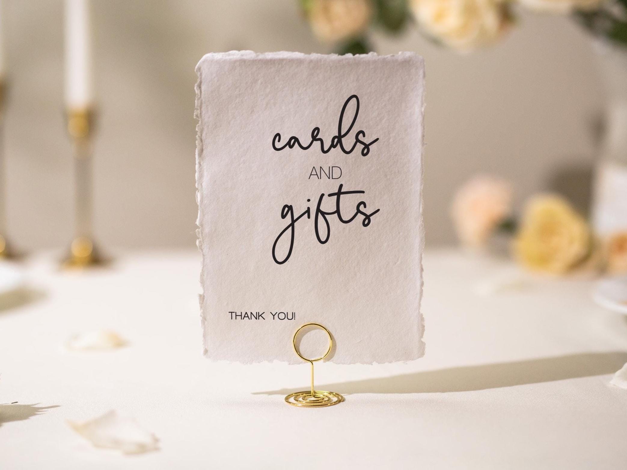 Cards & Gifts Sign Deckle Edge Paper (Design 6) - Gift Table Wedding Ceremony Reception Event Decor Signage Ready to Ship