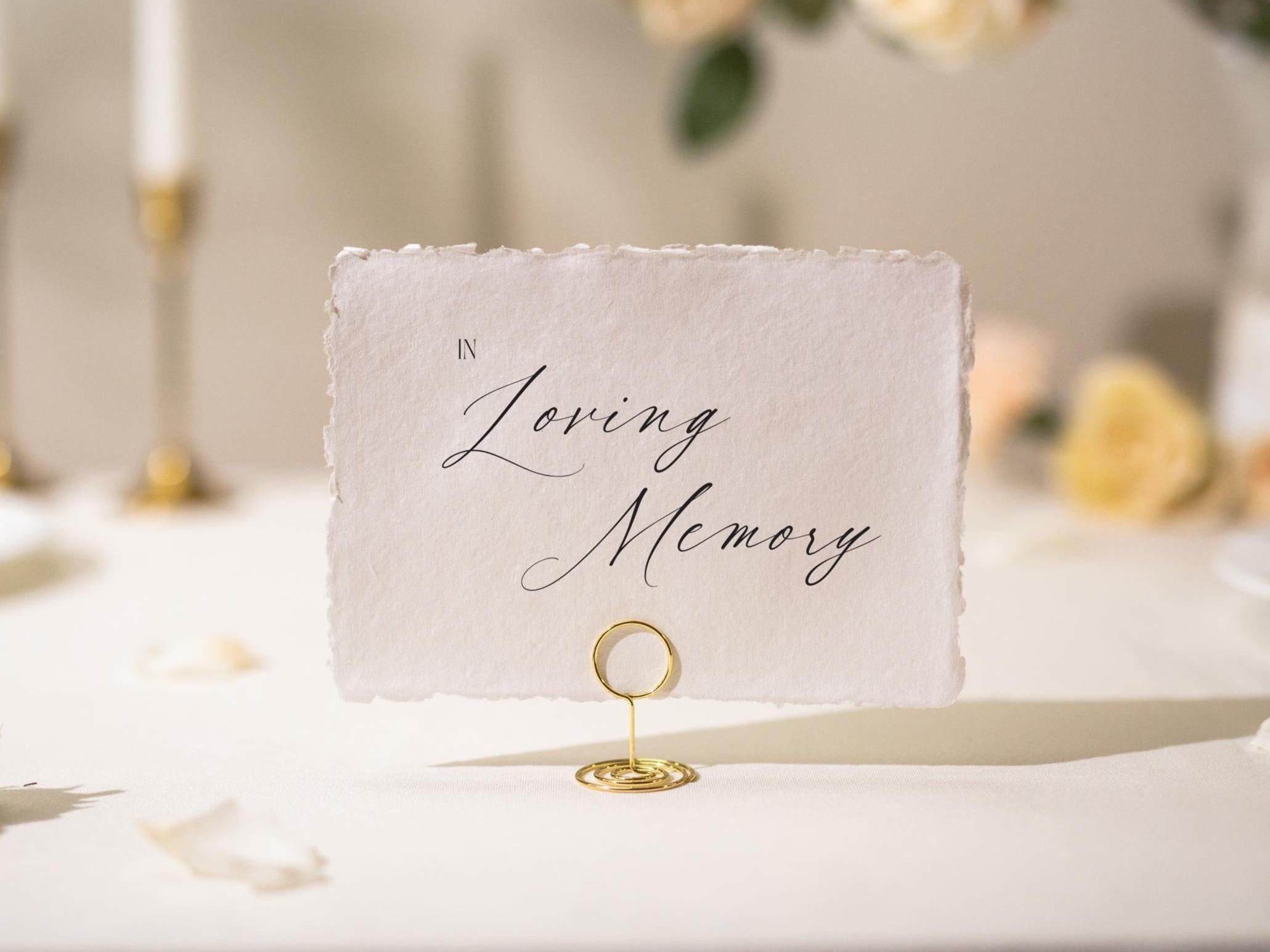 In Loving Memory Sign Deckle Edge Paper (Design 7) - Remembrance Honoring Loved Ones Wedding Ceremony Memorial Signage, Ready to Ship