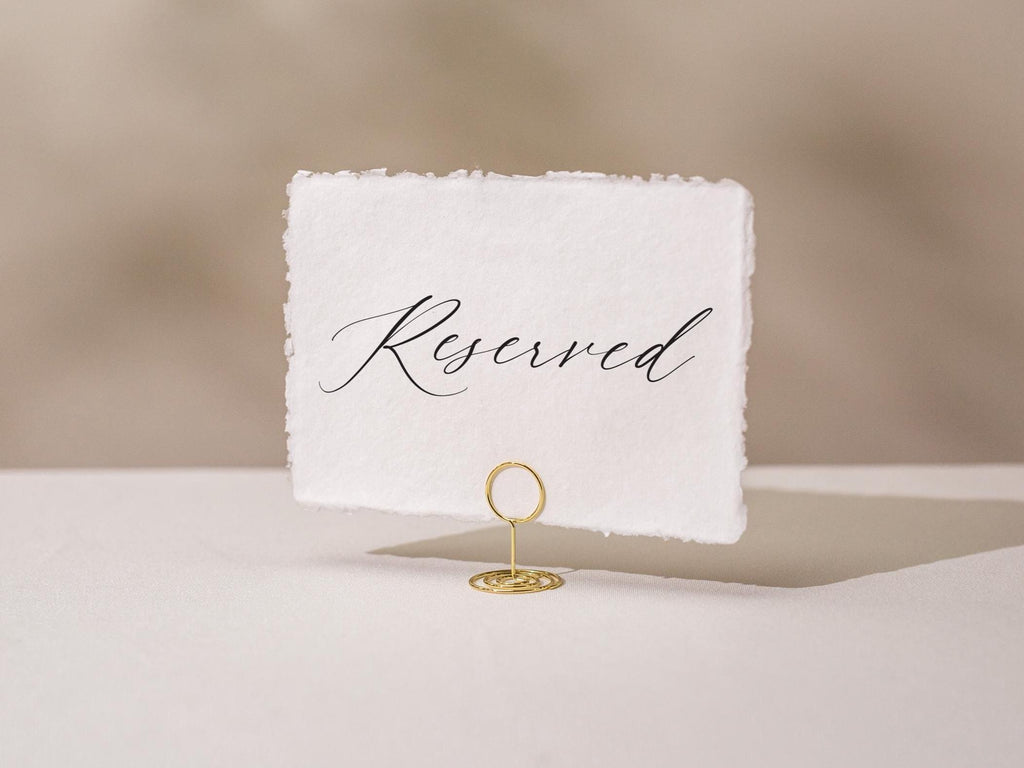 Reserved Sign Deckle Edge Paper (Design 10) - Bride Groom or Family Section Wedding Ceremony Reception Event Decor Signage, Ready to Ship