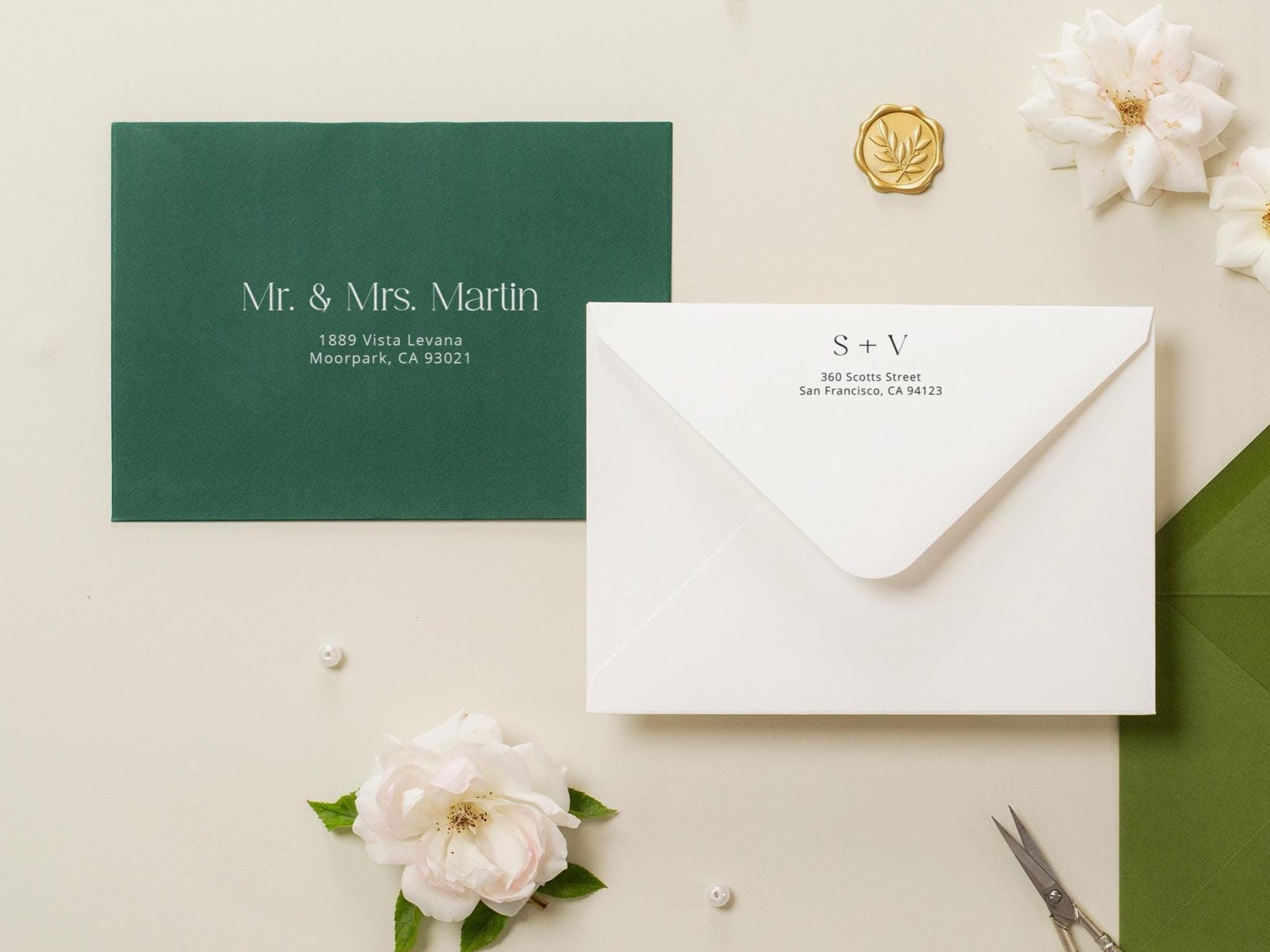 A7 envelope address printing (d5) - with white or black ink custom wedding guest invitation black navy green return envelopes personalized