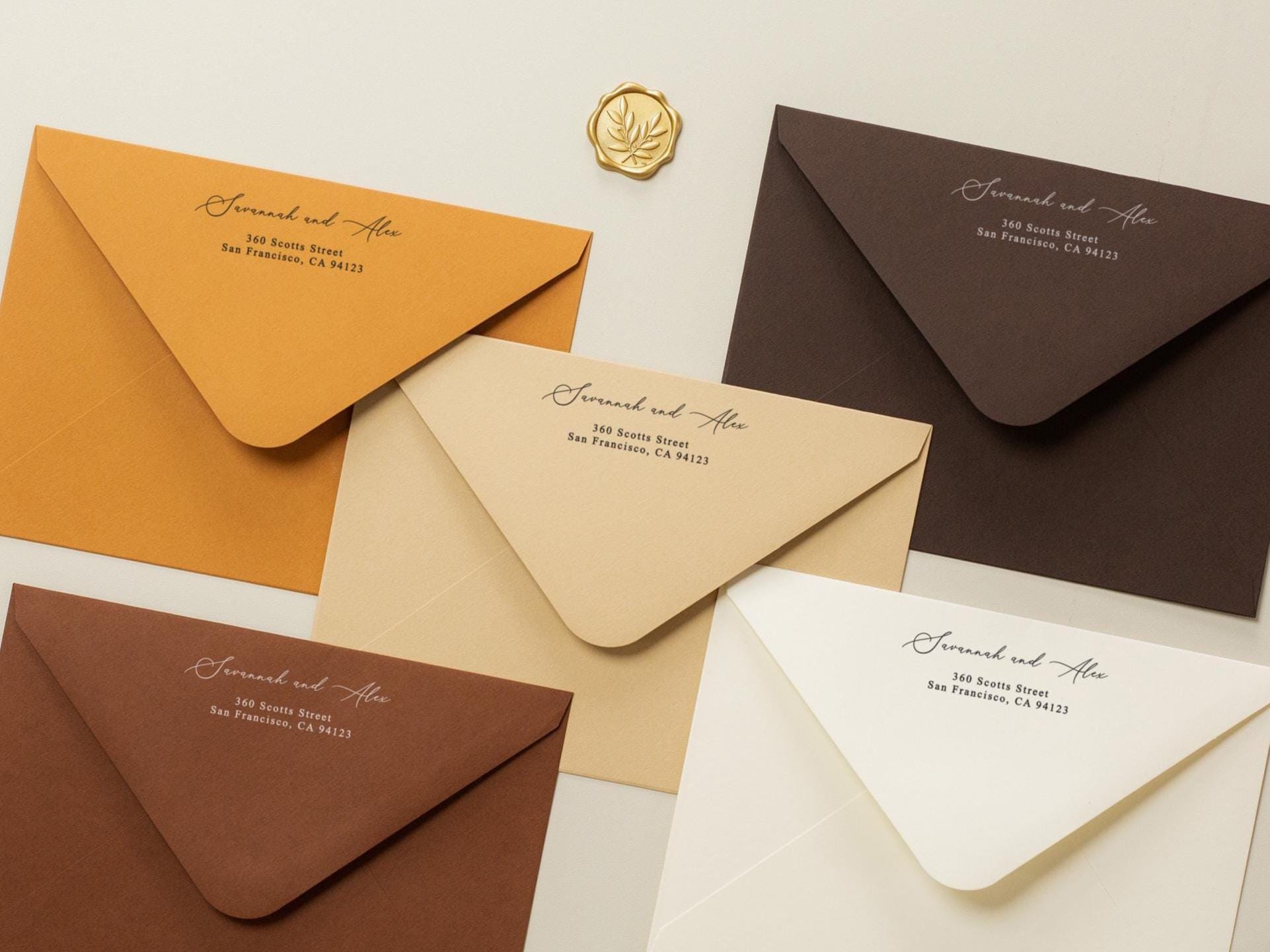 A7 envelope address printing (d6) - with white or blank ink custom wedding guest invitation black navy green return envelopes personalized