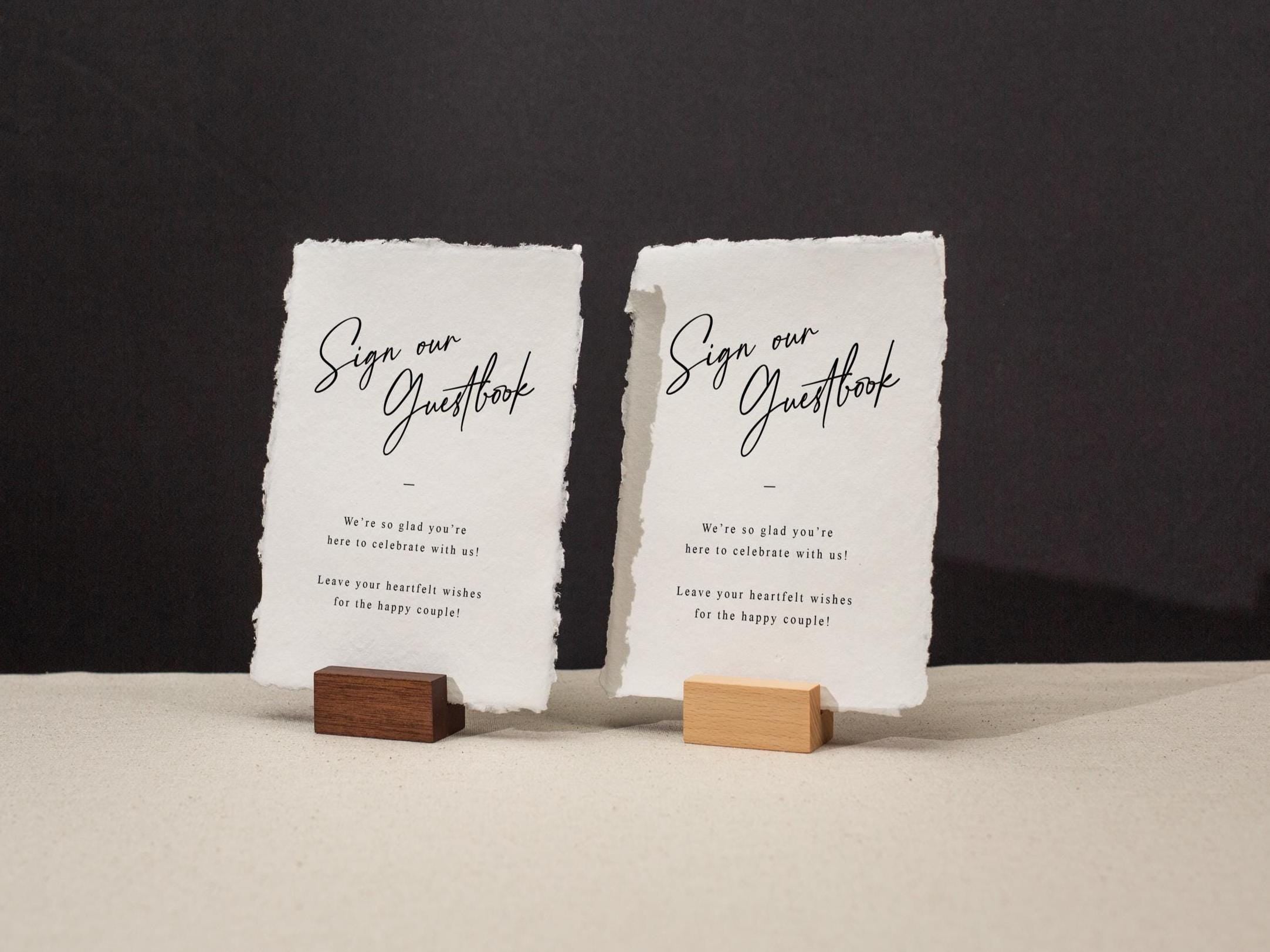 Sign Our Guestbook Deckle Edge Paper Sign (Design 13) - Guest Book Wedding Ceremony Reception Decor Signage, For Photobooth, Ready to Ship