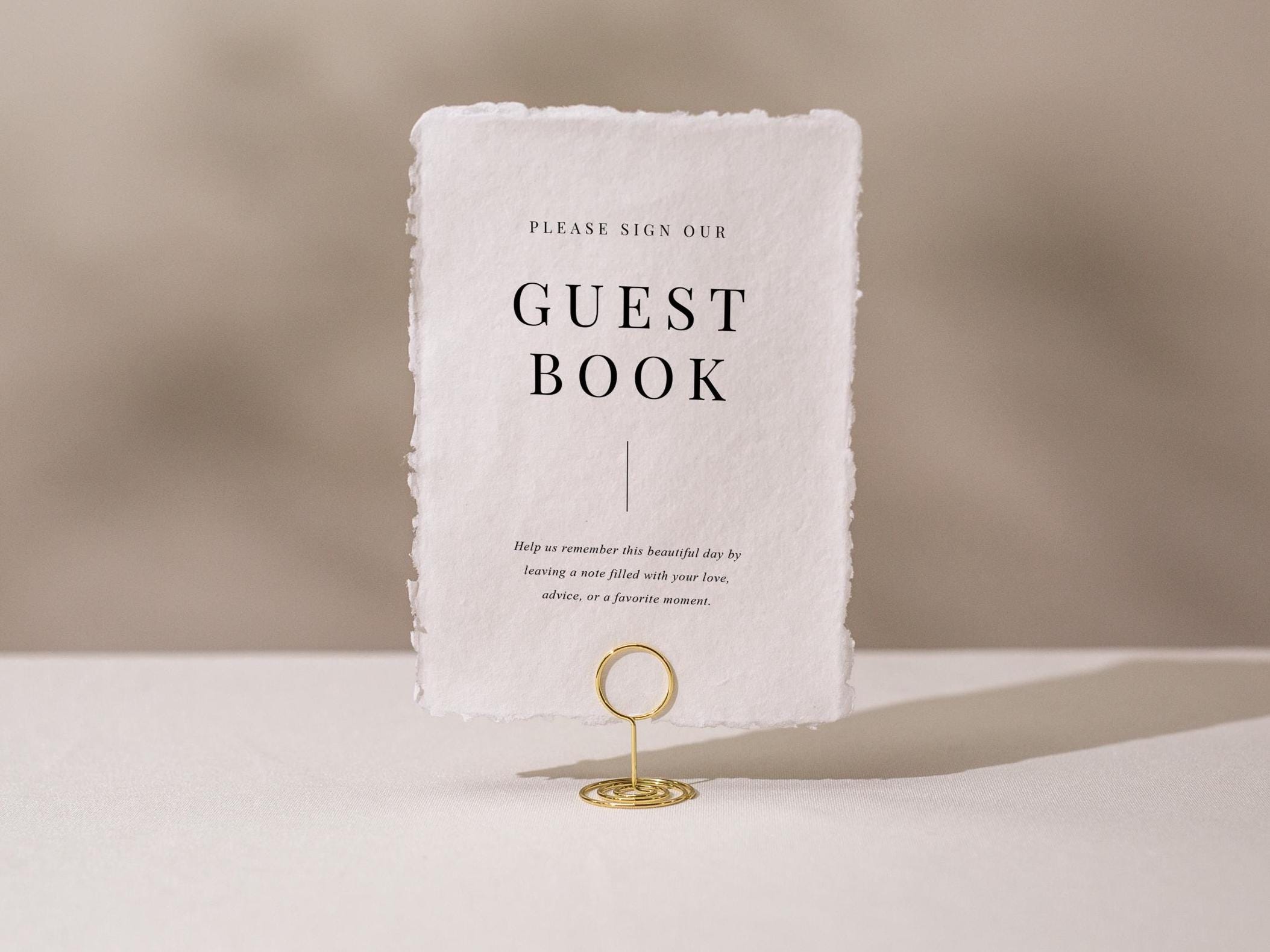 Guest Book Sign Deckle Edge Paper (Design 14) - Please Sign Our Guestbook Wedding Ceremony Reception Decor Signage Ready to Ship