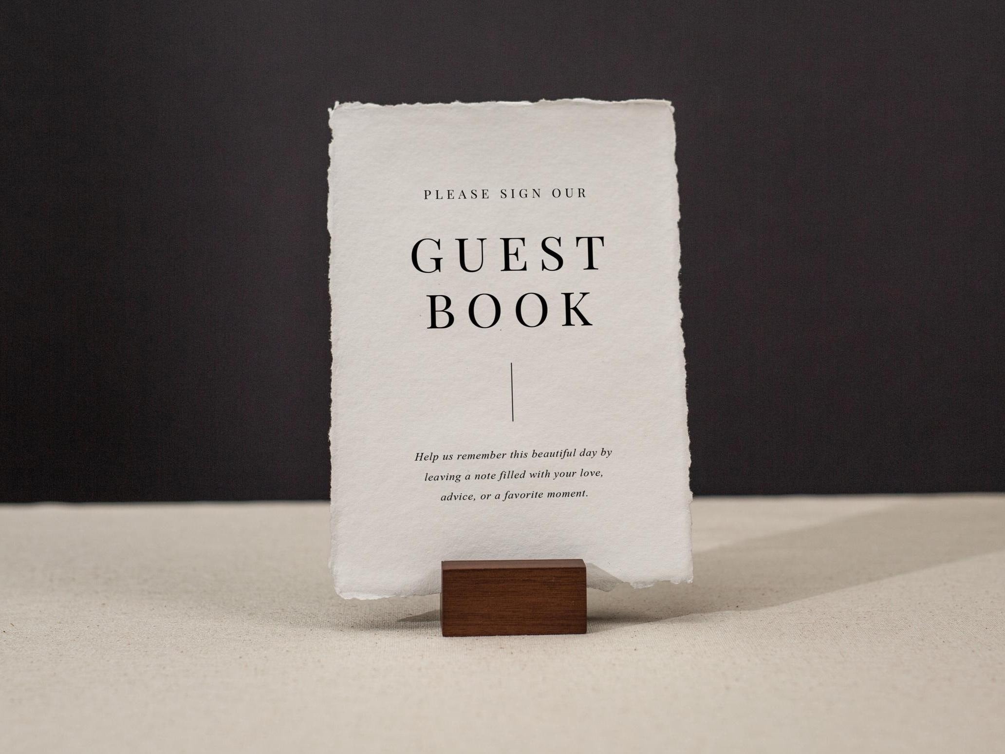 Guest Book Sign Deckle Edge Paper (Design 14) - Please Sign Our Guestbook Wedding Ceremony Reception Decor Signage Ready to Ship