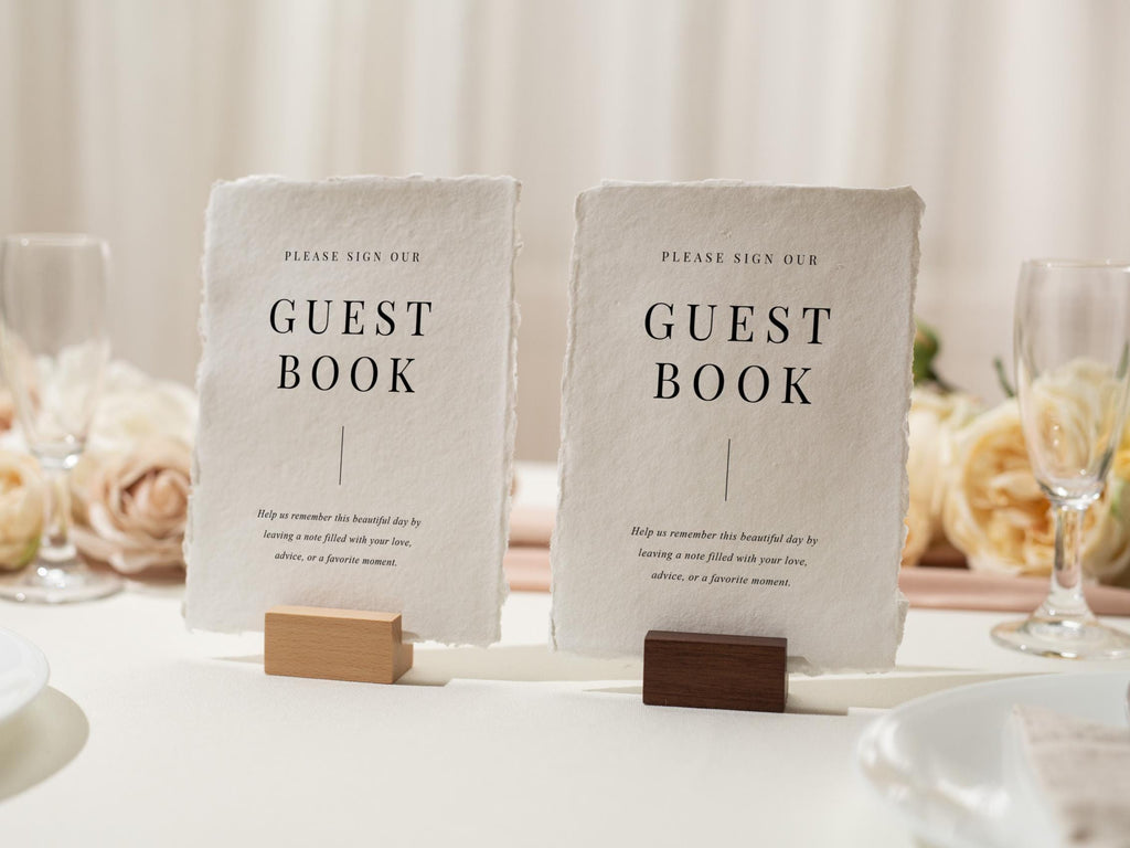 Guest Book Sign Deckle Edge Paper (Design 14) - Please Sign Our Guestbook Wedding Ceremony Reception Decor Signage Ready to Ship