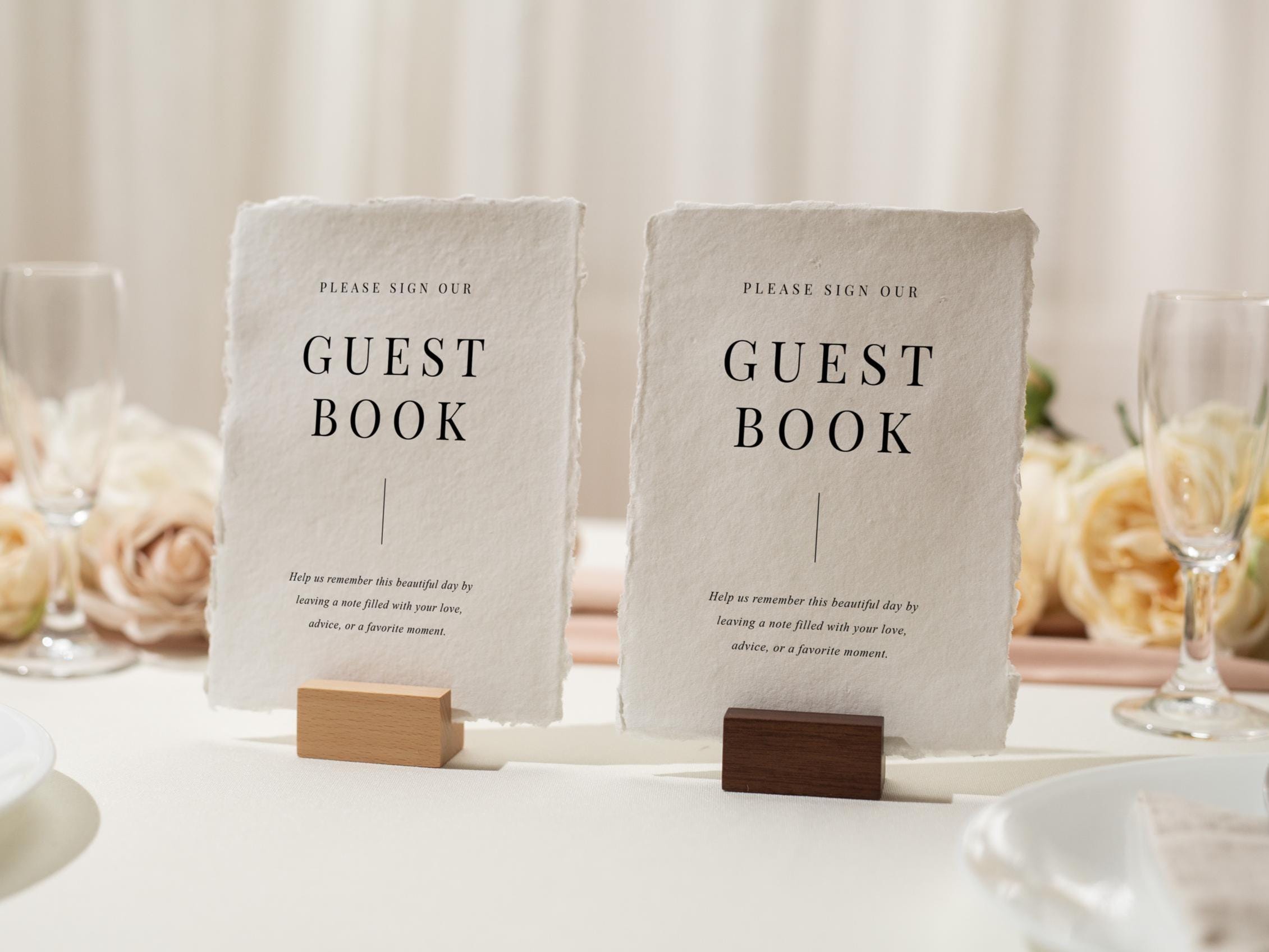 Guest Book Sign Deckle Edge Paper (Design 14) - Please Sign Our Guestbook Wedding Ceremony Reception Decor Signage Ready to Ship