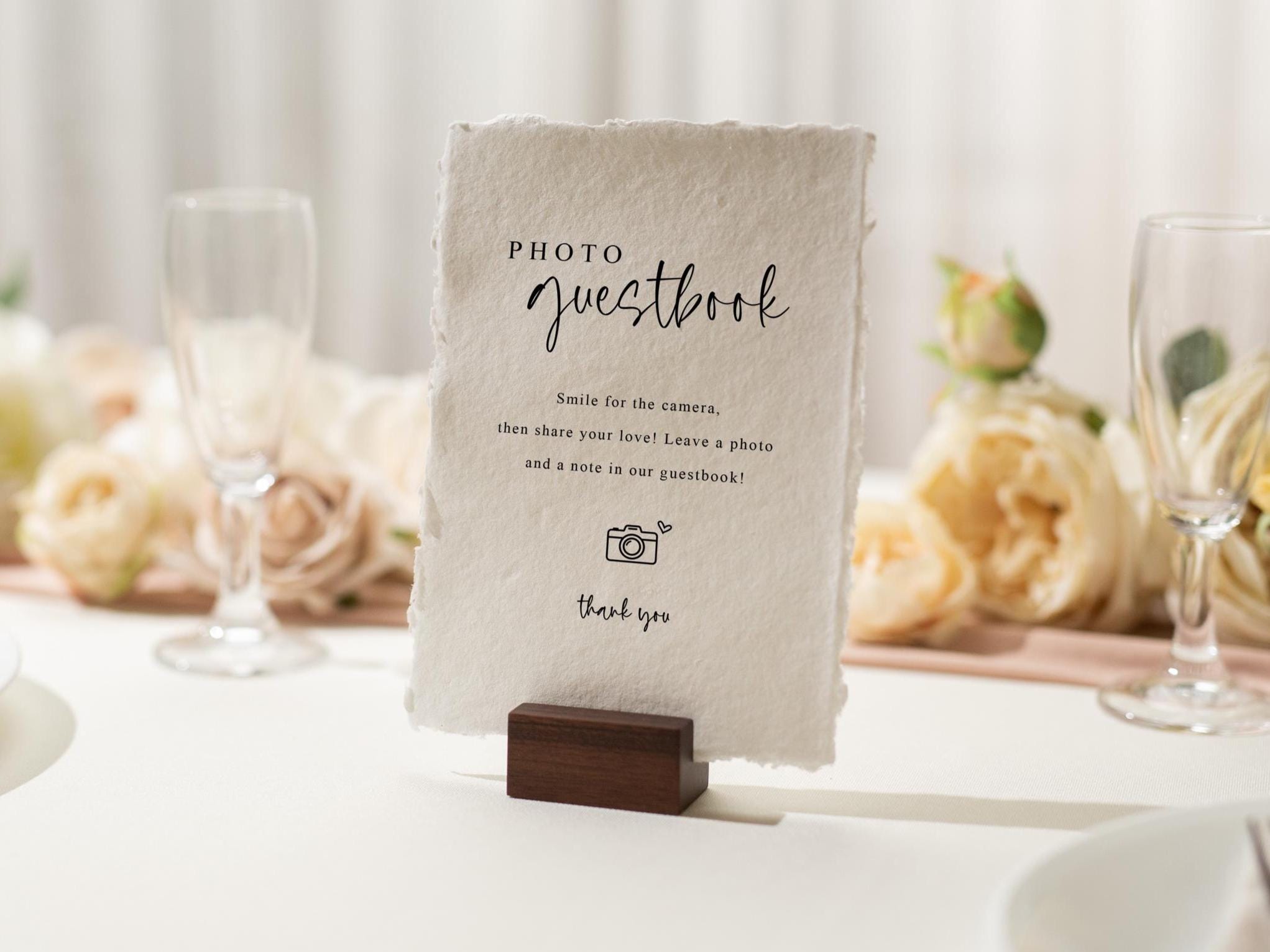 Photo Guest Book Sign Deckle Edge Paper (Design 15) - Instax Polaroid Photo Guestbook Wedding Ceremony Reception Decor Signage Ready to Ship