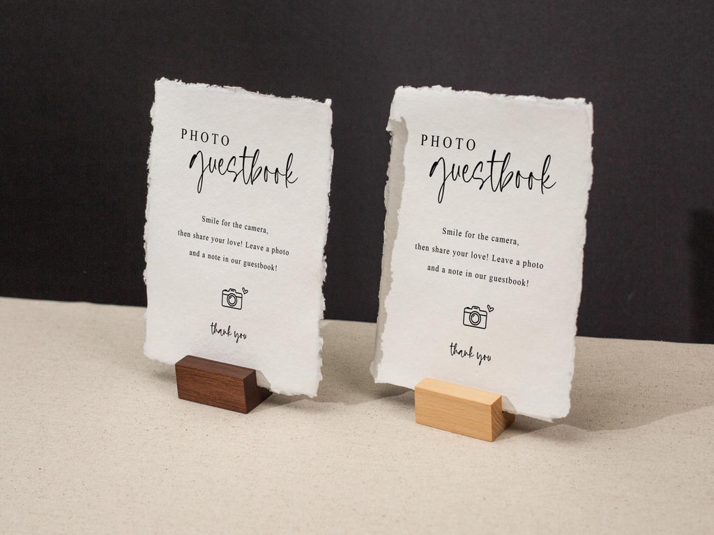 Photo Guest Book Sign Deckle Edge Paper (Design 15) - Instax Polaroid Photo Guestbook Wedding Ceremony Reception Decor Signage Ready to Ship