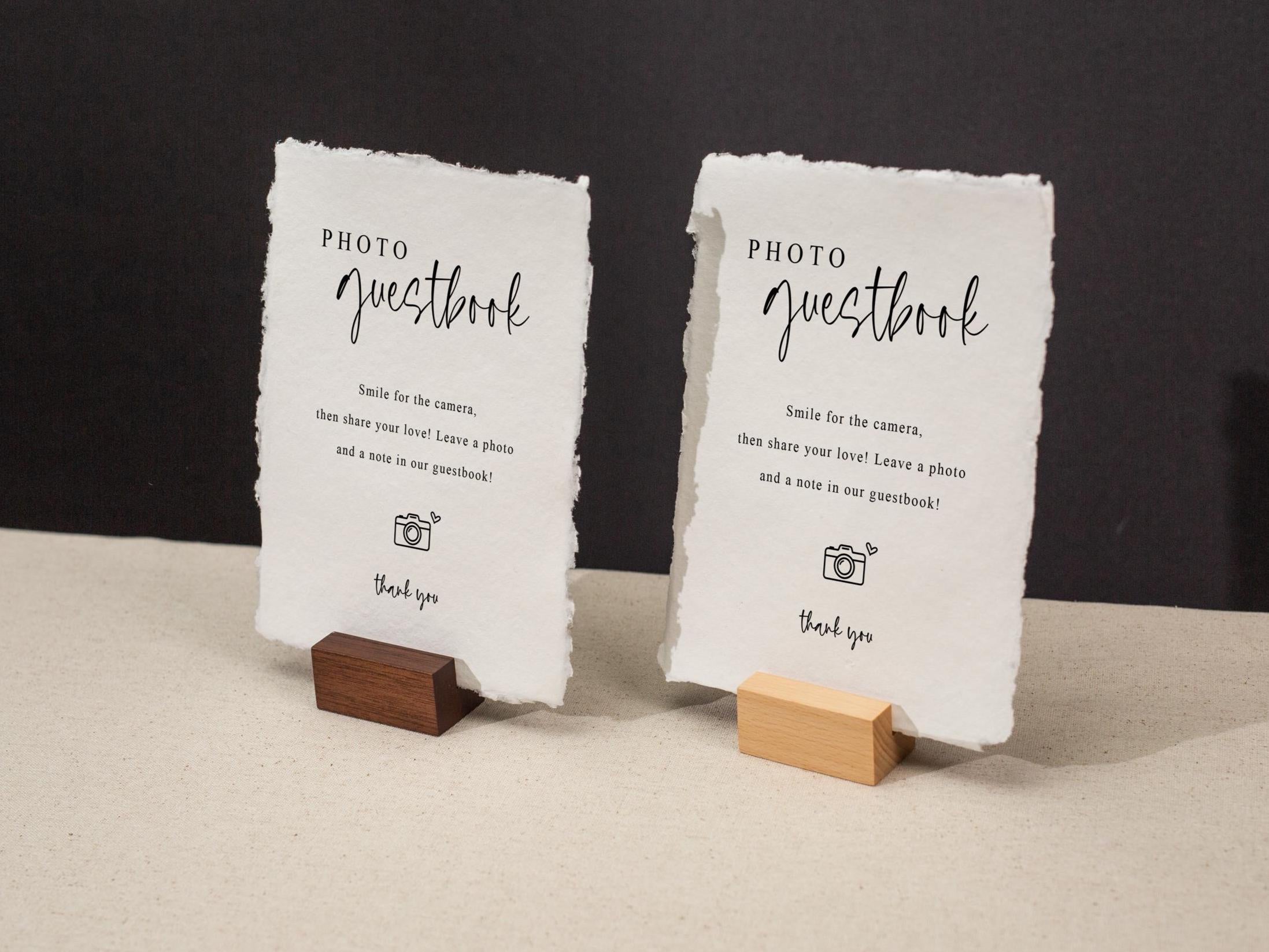 Photo Guest Book Sign Deckle Edge Paper (Design 15) - Instax Polaroid Photo Guestbook Wedding Ceremony Reception Decor Signage Ready to Ship