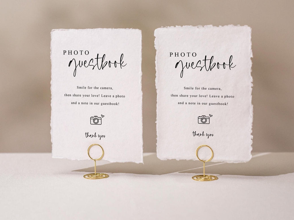 Photo Guest Book Sign Deckle Edge Paper (Design 15) - Instax Polaroid Photo Guestbook Wedding Ceremony Reception Decor Signage Ready to Ship