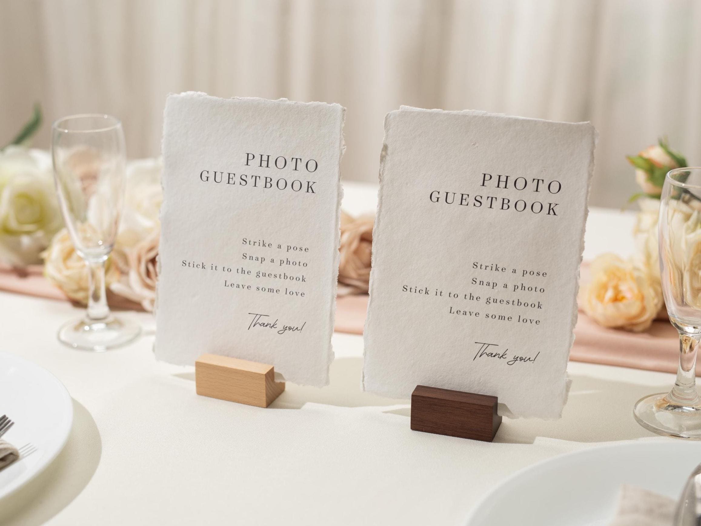 Photo Guest Book Sign Deckle Edge Paper (Design 3) - Instax Polaroid Photo Guestbook Wedding Ceremony Reception Decor Signage Ready to Ship