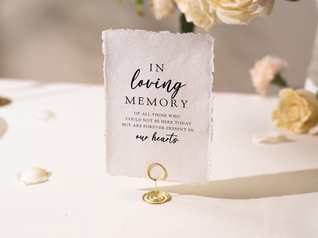 In Loving Memory Sign Deckle Edge Paper (Design 8) - Remembrance Honoring Loved Ones Wedding Ceremony Memorial Signage, Ready to Ship