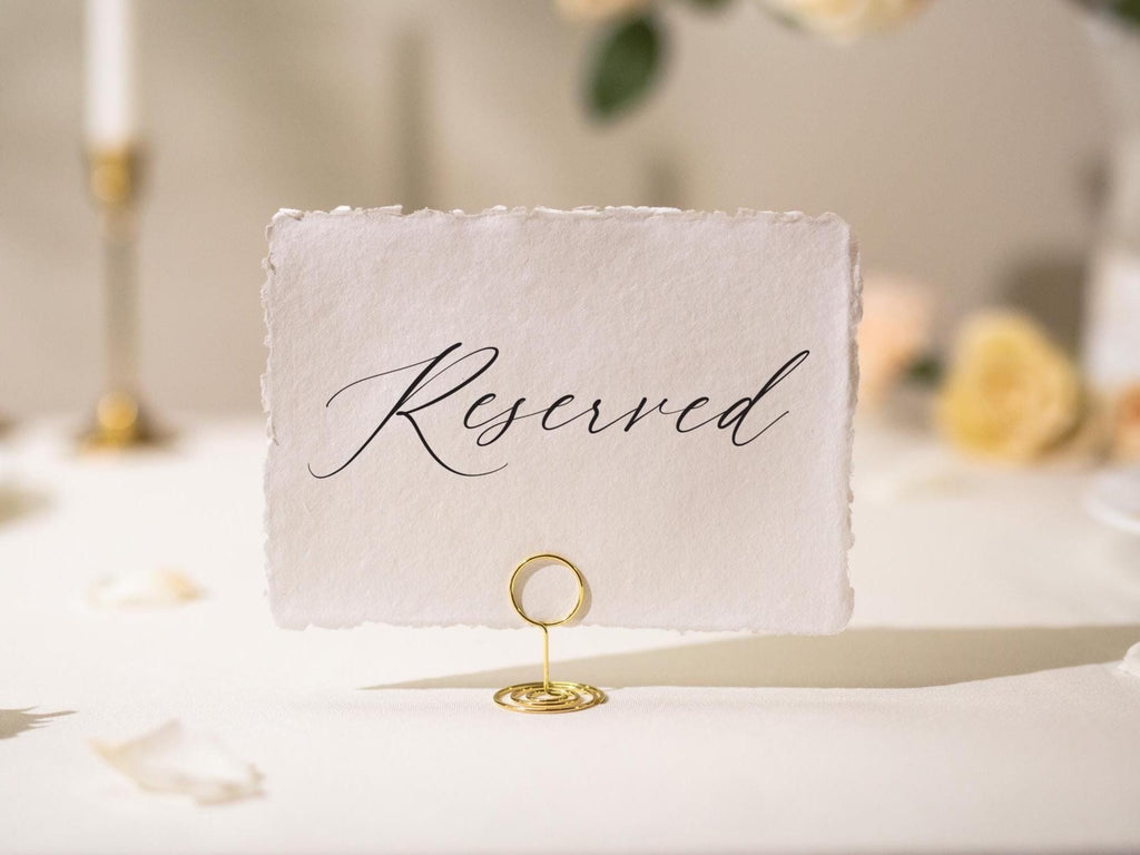Reserved Sign Deckle Edge Paper (Design 10) - Bride Groom or Family Section Wedding Ceremony Reception Event Decor Signage, Ready to Ship