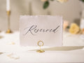 Reserved Sign Deckle Edge Paper (Design 10) - Bride Groom or Family Section Wedding Ceremony Reception Event Decor Signage, Ready to Ship