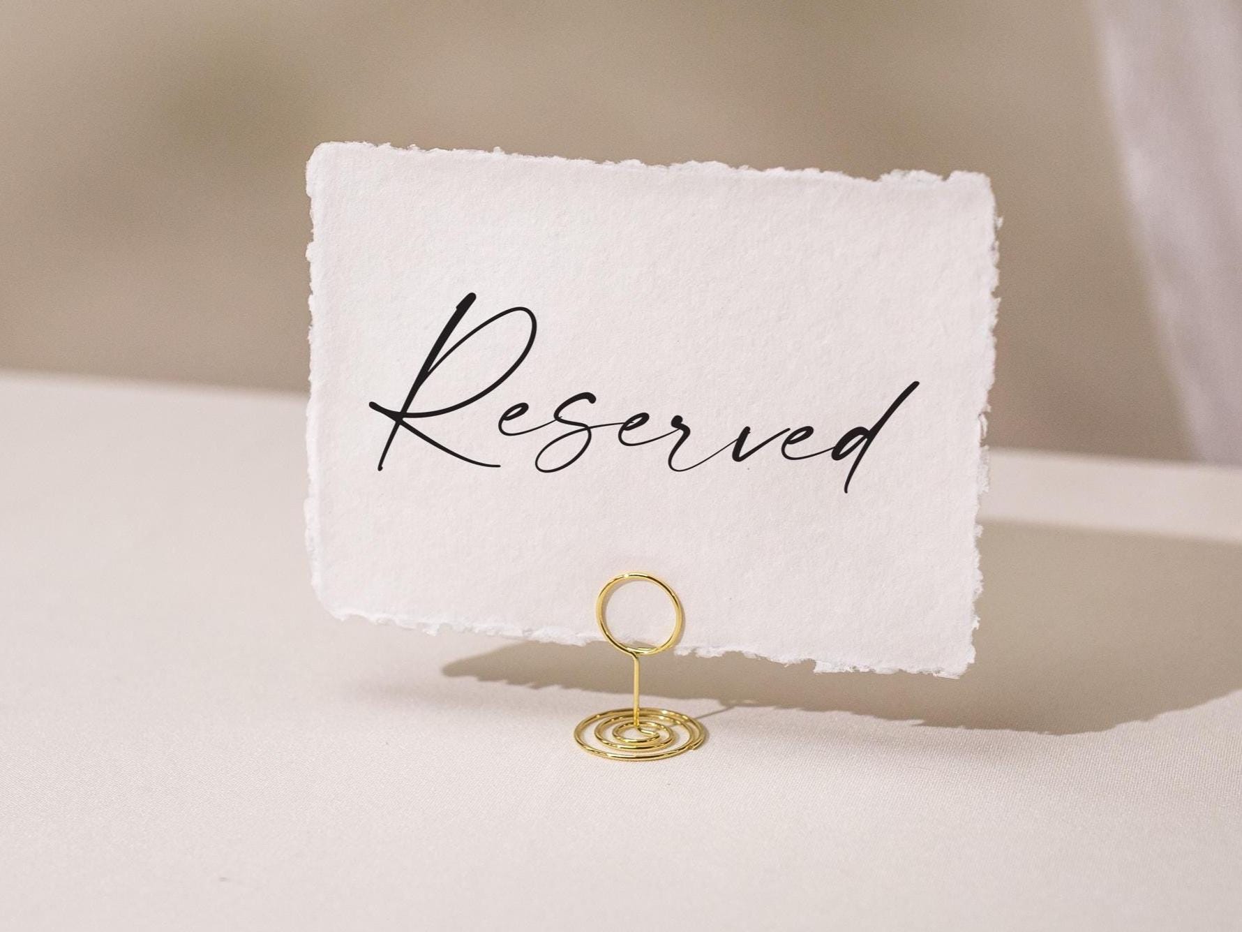 Reserved Sign Deckle Edge Paper (Design 12) - Bride Groom or Family Section Wedding Ceremony Reception Event Decor Signage, Ready to Ship