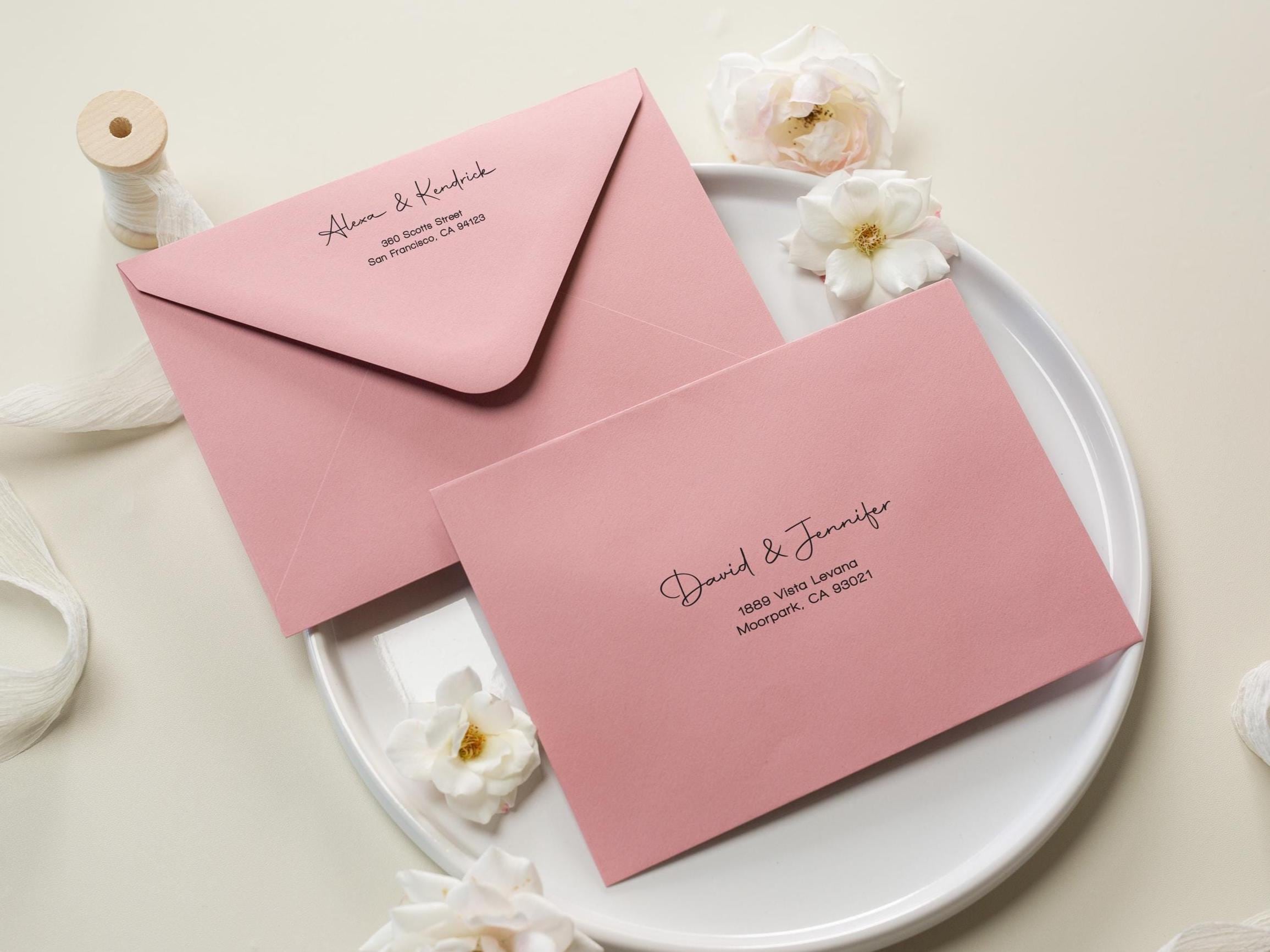 A7 envelope address printing (d3) - custom white ink printing or black ink printing holiday cards invitations return envelopes personalized