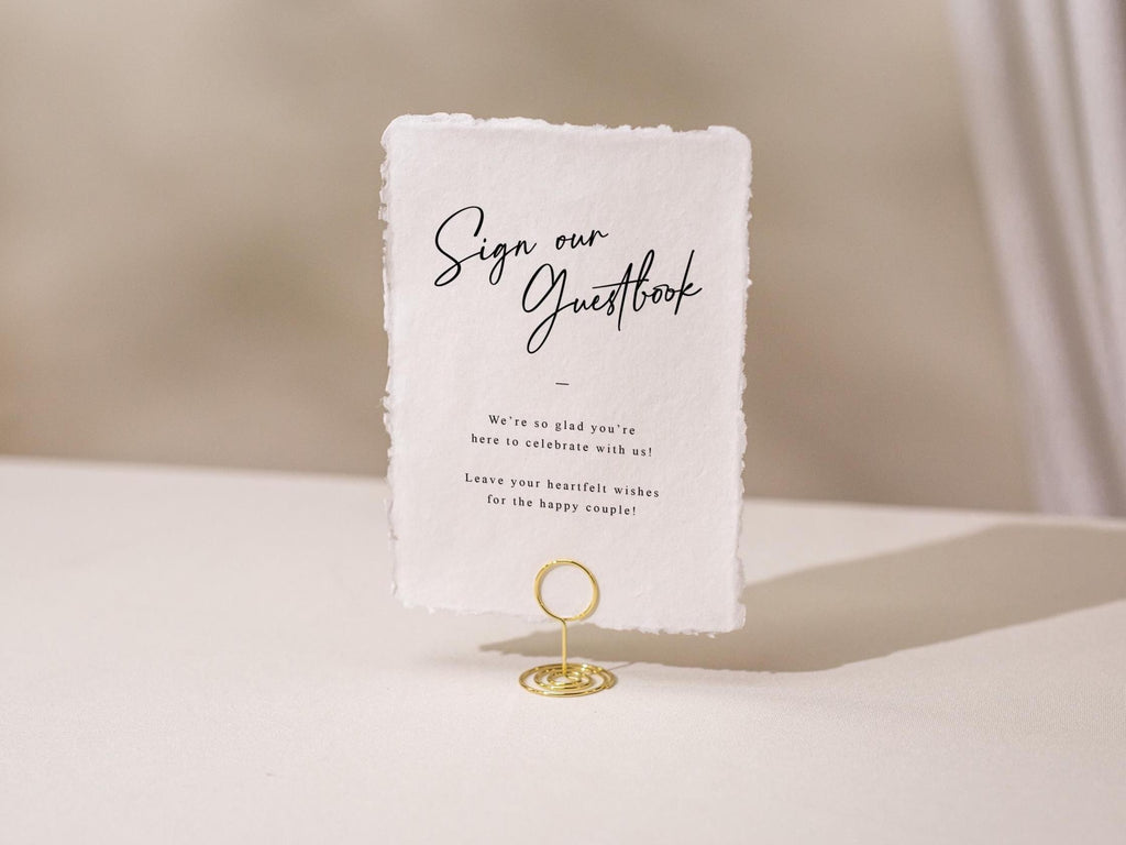 Sign Our Guestbook Deckle Edge Paper Sign (Design 13) - Guest Book Wedding Ceremony Reception Decor Signage, For Photobooth, Ready to Ship