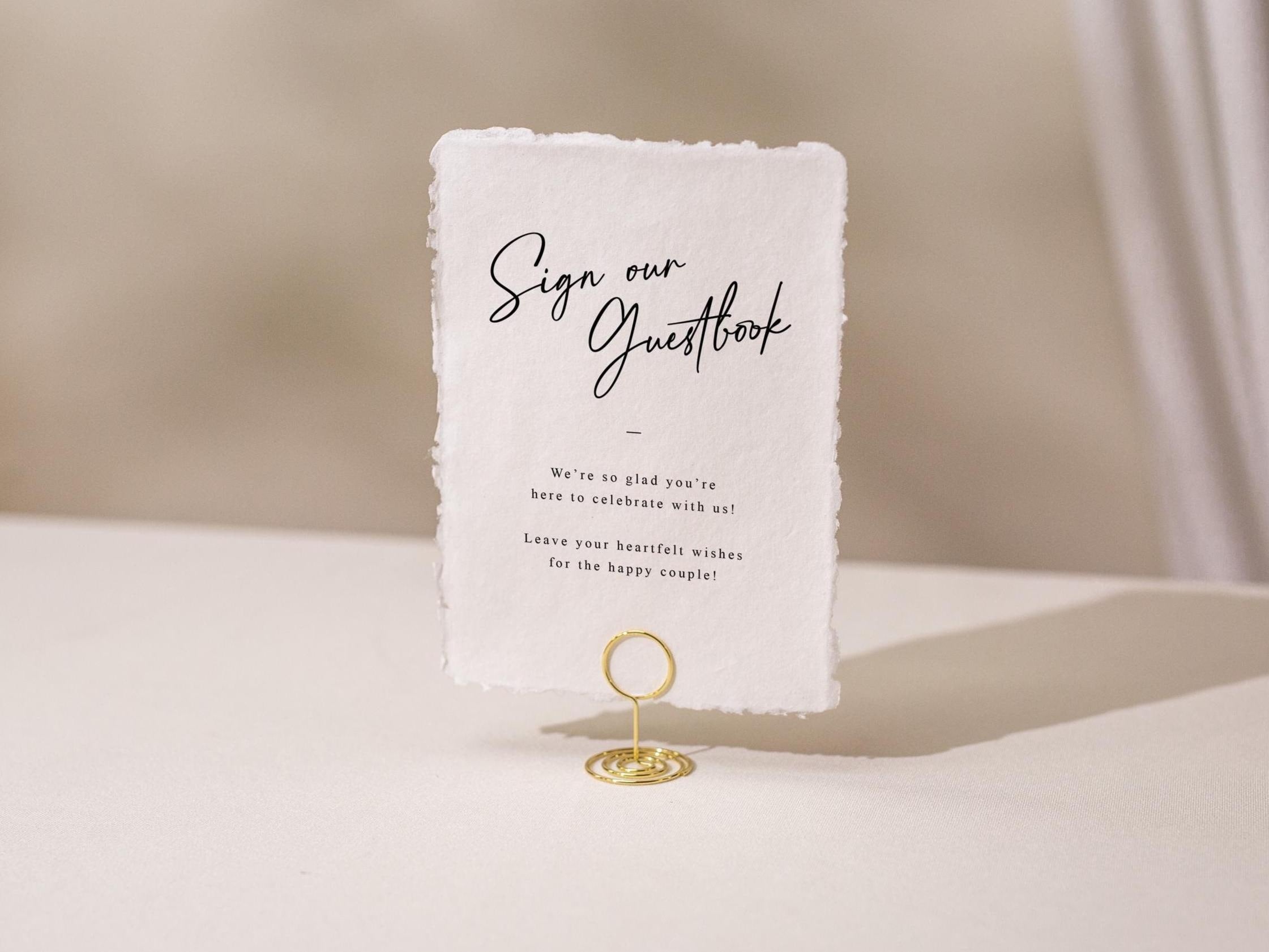 Sign Our Guestbook Deckle Edge Paper Sign (Design 13) - Guest Book Wedding Ceremony Reception Decor Signage, For Photobooth, Ready to Ship