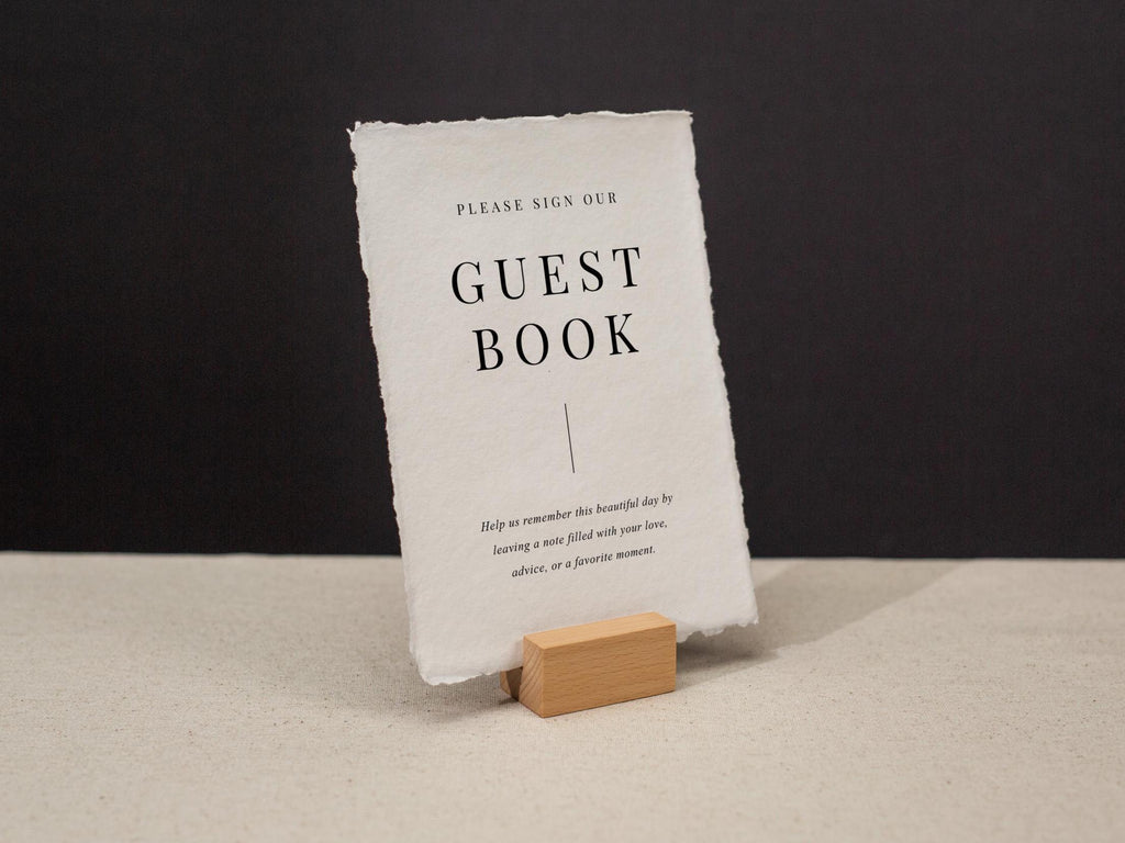 Guest Book Sign Deckle Edge Paper (Design 14) - Please Sign Our Guestbook Wedding Ceremony Reception Decor Signage Ready to Ship