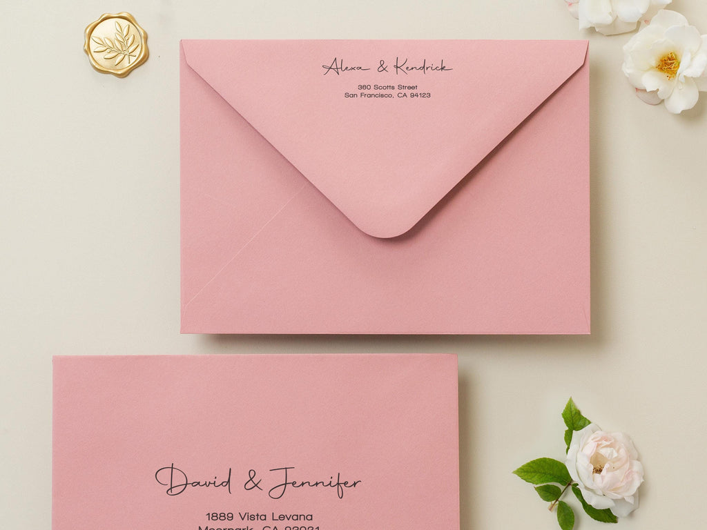 A7 envelope address printing (d3) - custom white ink printing or black ink printing holiday cards invitations return envelopes personalized