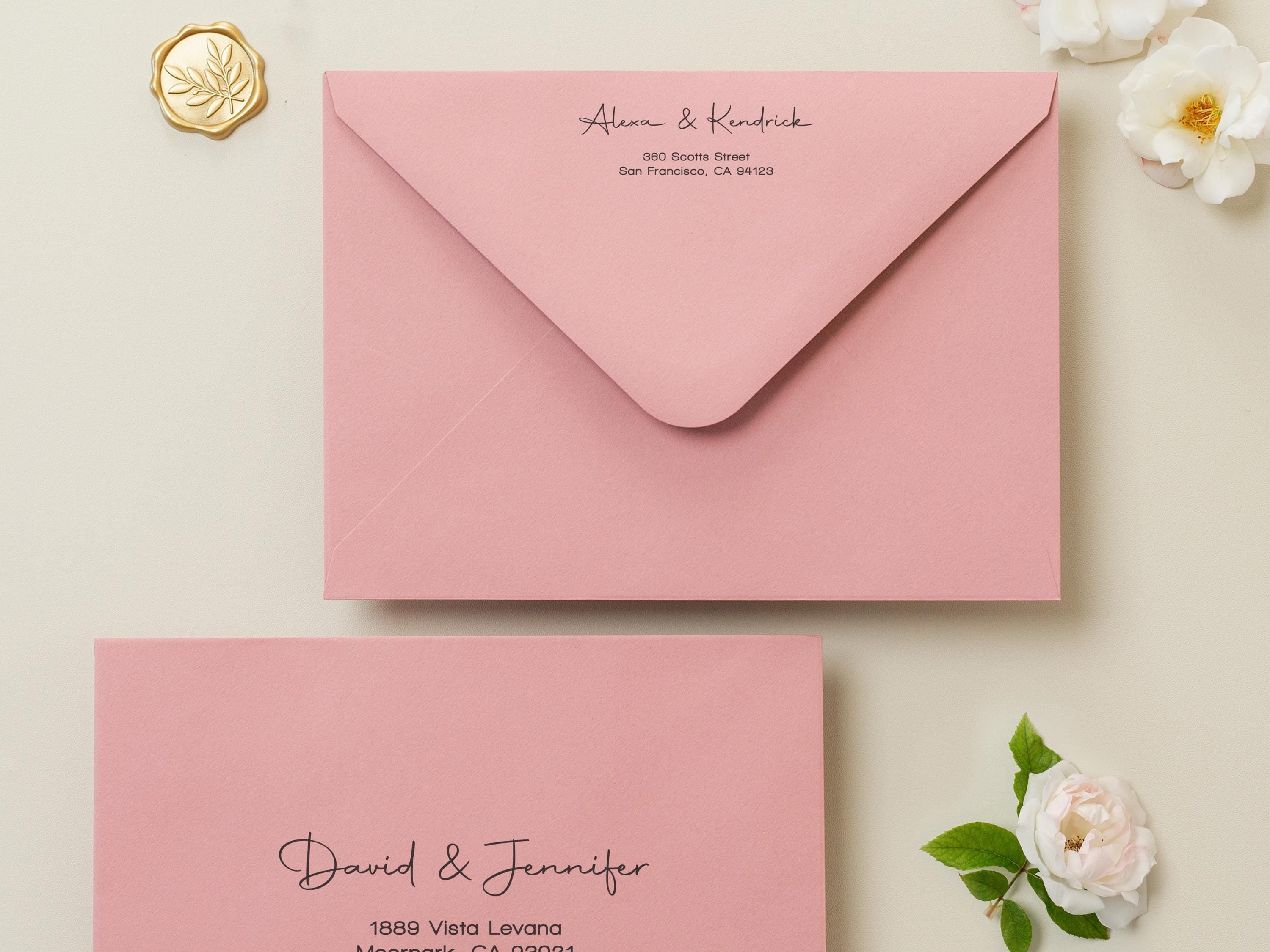 A7 envelope address printing (d3) - custom white ink printing or black ink printing holiday cards invitations return envelopes personalized