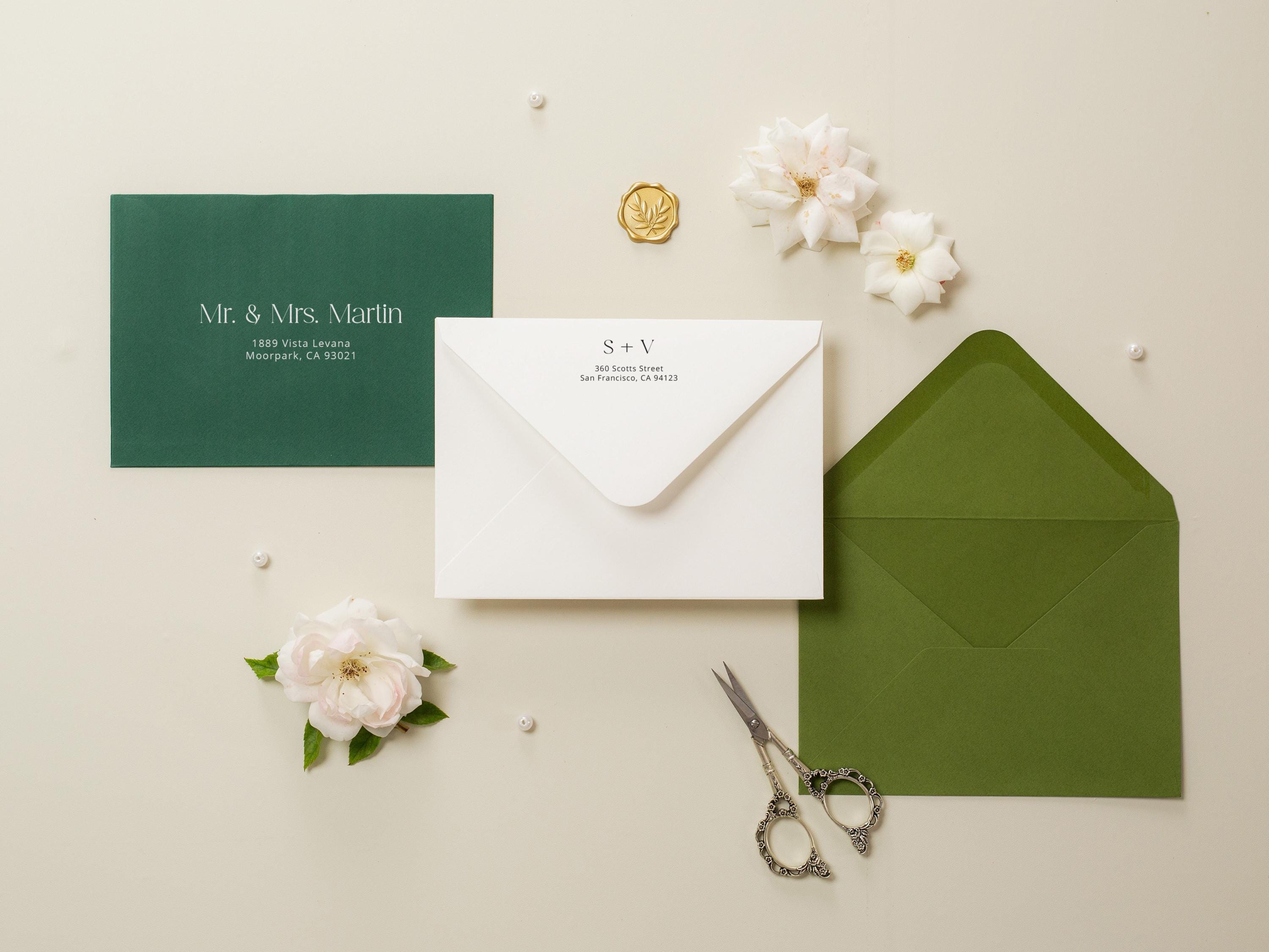 A7 envelope address printing (d5) - White ink or black ink printing wedding guests invitation custom Addressed envelopes Christmas, for 5x7