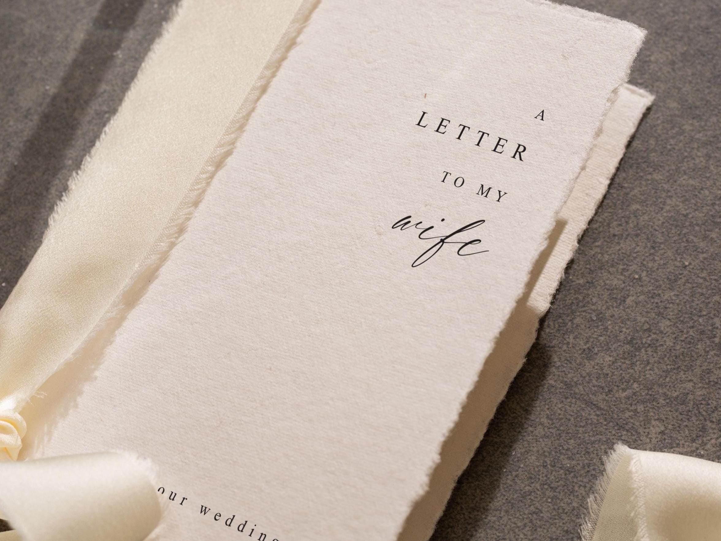 Deckled Edge Wedding Vows Booklets Ready-to-Ship (D7) - Set of 2, On Our Wedding Day, With Ribbon, Vow Renewals, Raw Edge Paper, 5x7"