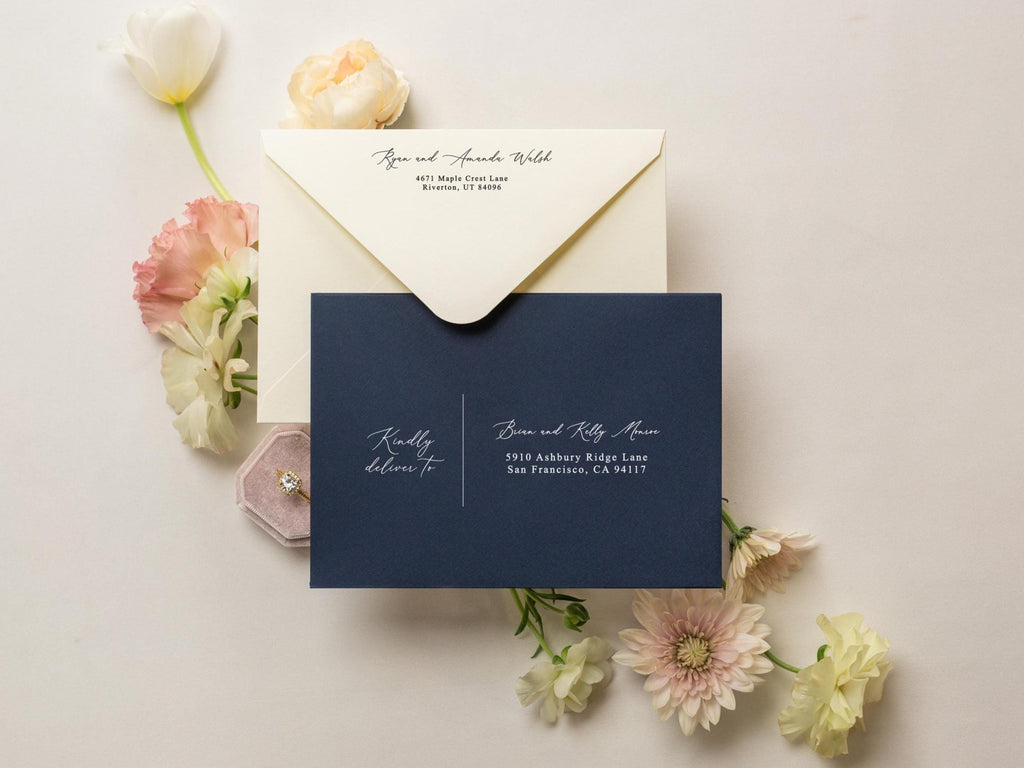 A7 envelope address printing (d6) - Custom Personalized White ink printing or blank ink printing wedding guests invitations return addresses