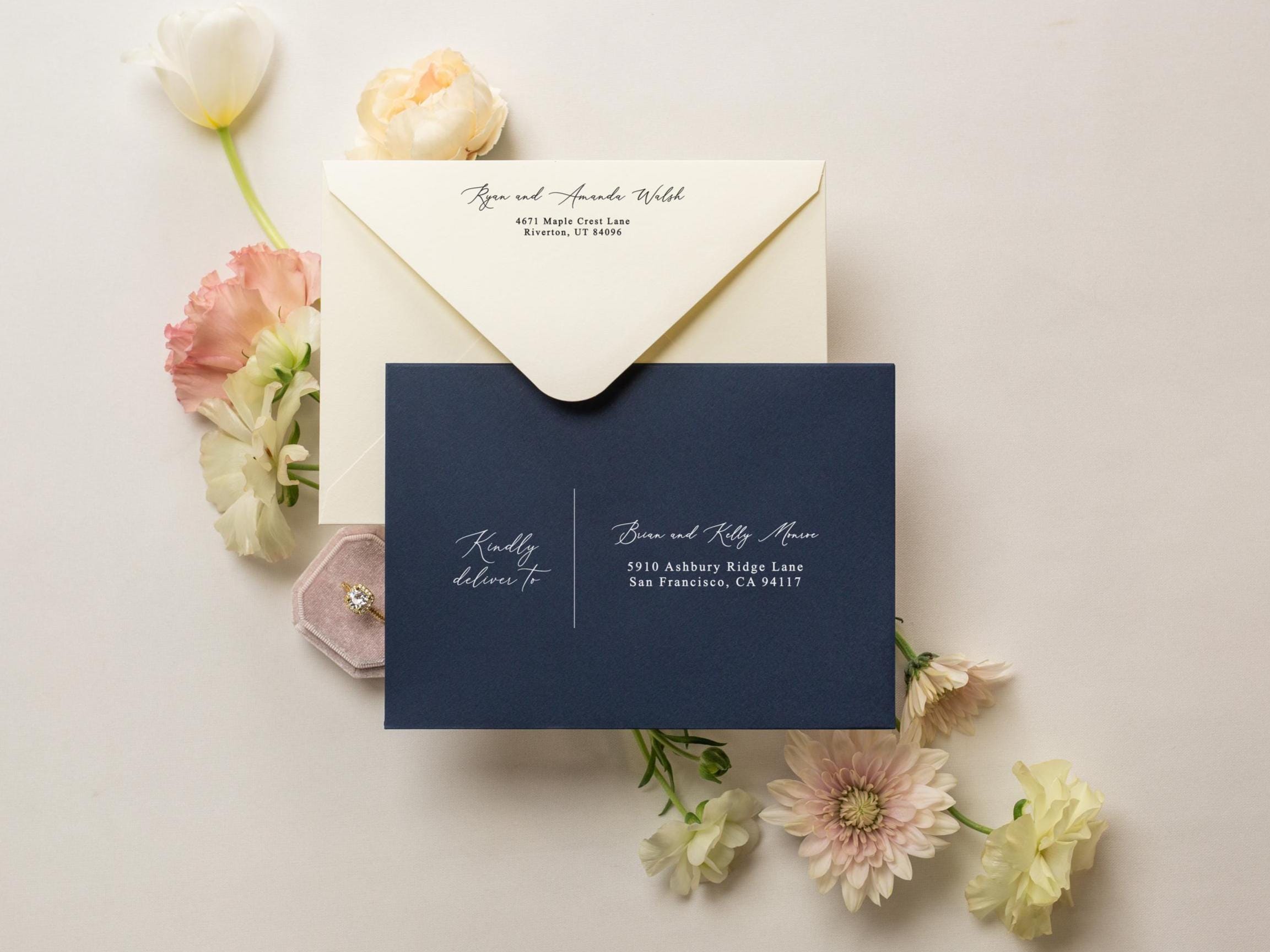 A7 envelope address printing (d6) - Custom Personalized White ink printing or blank ink printing wedding guests invitations return addresses