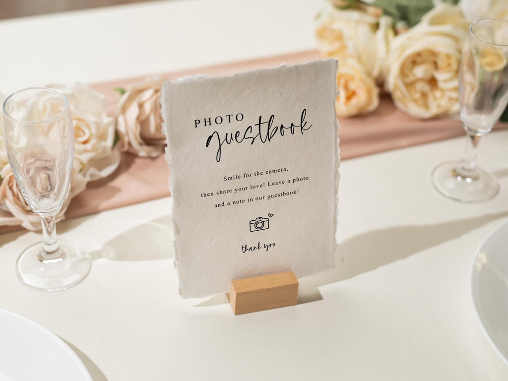 Photo Guest Book Sign Deckle Edge Paper (Design 15) - Instax Polaroid Photo Guestbook Wedding Ceremony Reception Decor Signage Ready to Ship