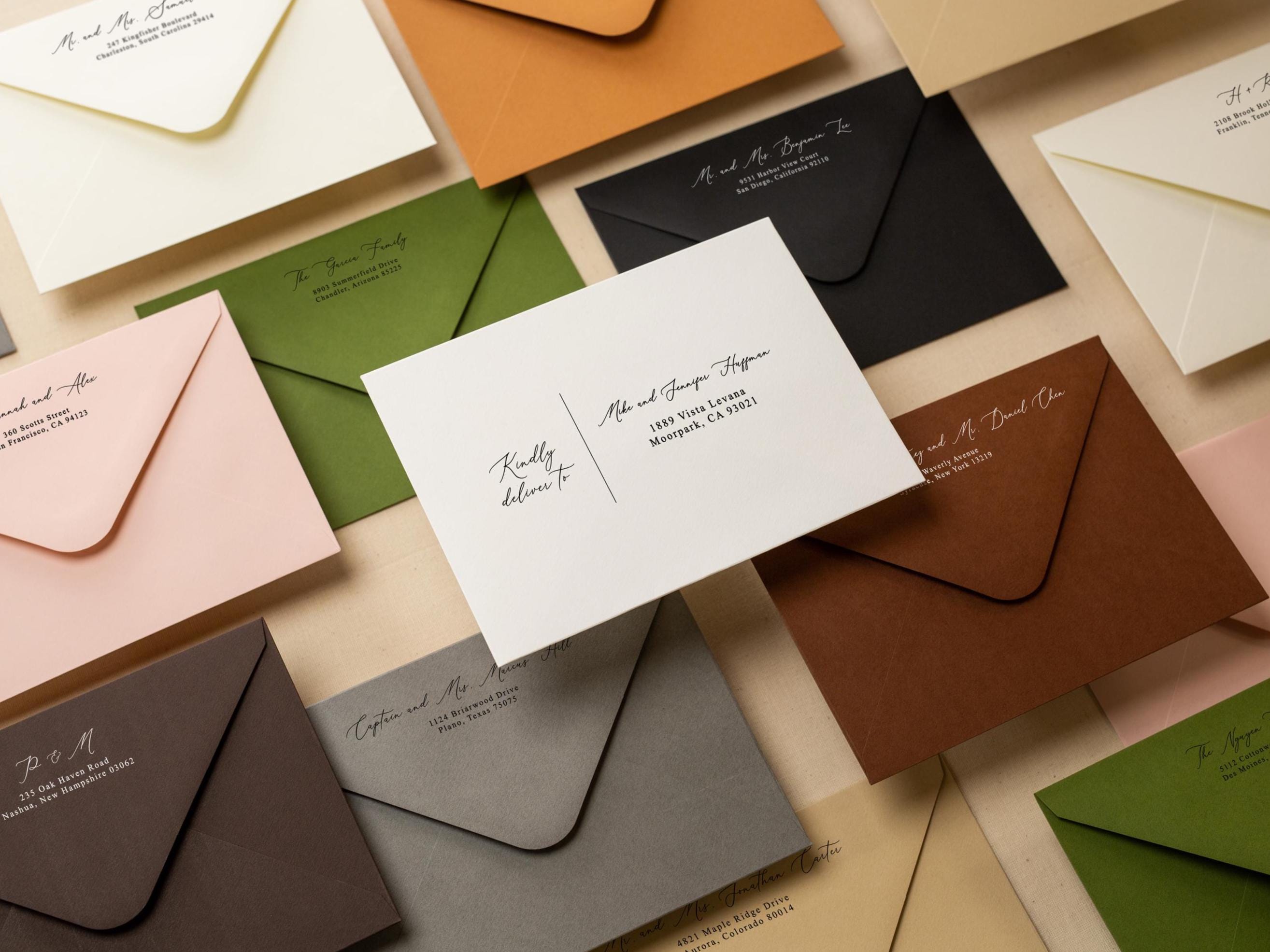 A7 envelope address printing (d6) - Custom Personalized White ink printing or blank ink printing wedding guests invitations return addresses
