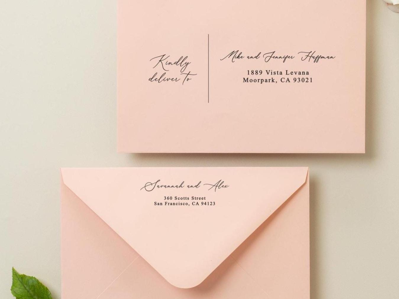 A7 envelope address printing (d6) - with white or blank ink custom wedding guest invitation black navy green return envelopes personalized