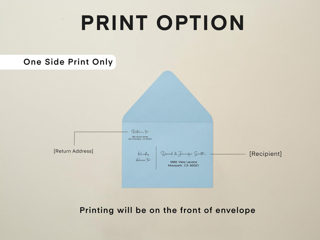 A7 envelope address printing (d7) - Personalized Custom Envelopes with white or blank ink printing for wedding guests invitations envelopes