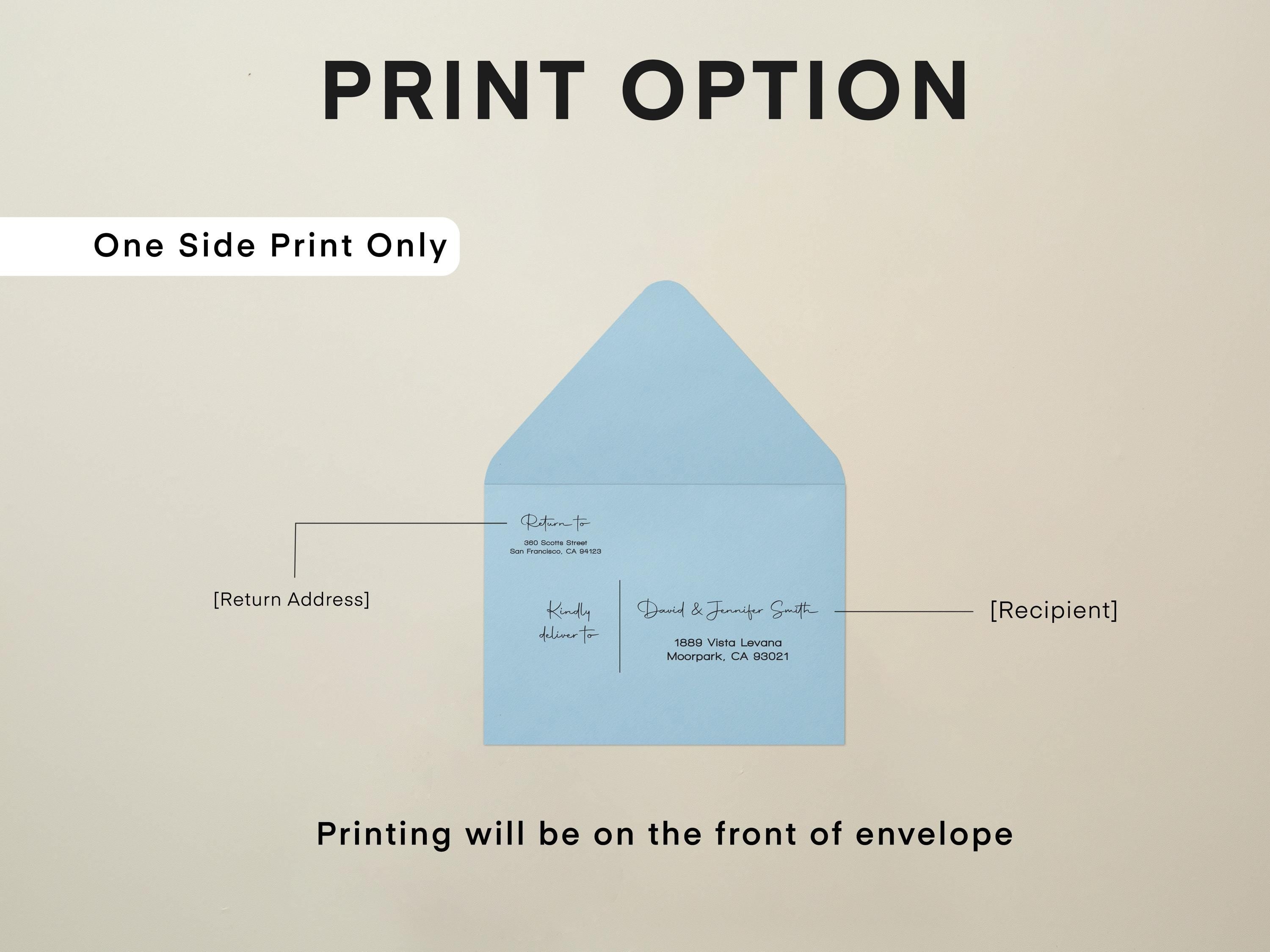 A7 envelope address printing (d7) - with white or blank ink custom wedding guest invitation black navy green return envelopes personalized