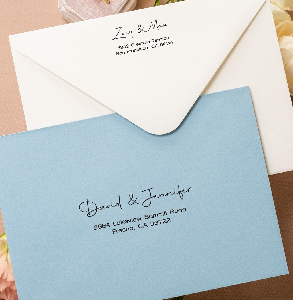 A7 envelope address printing (d3) - with white or black ink custom wedding guest invitation black navy green return envelopes personalized