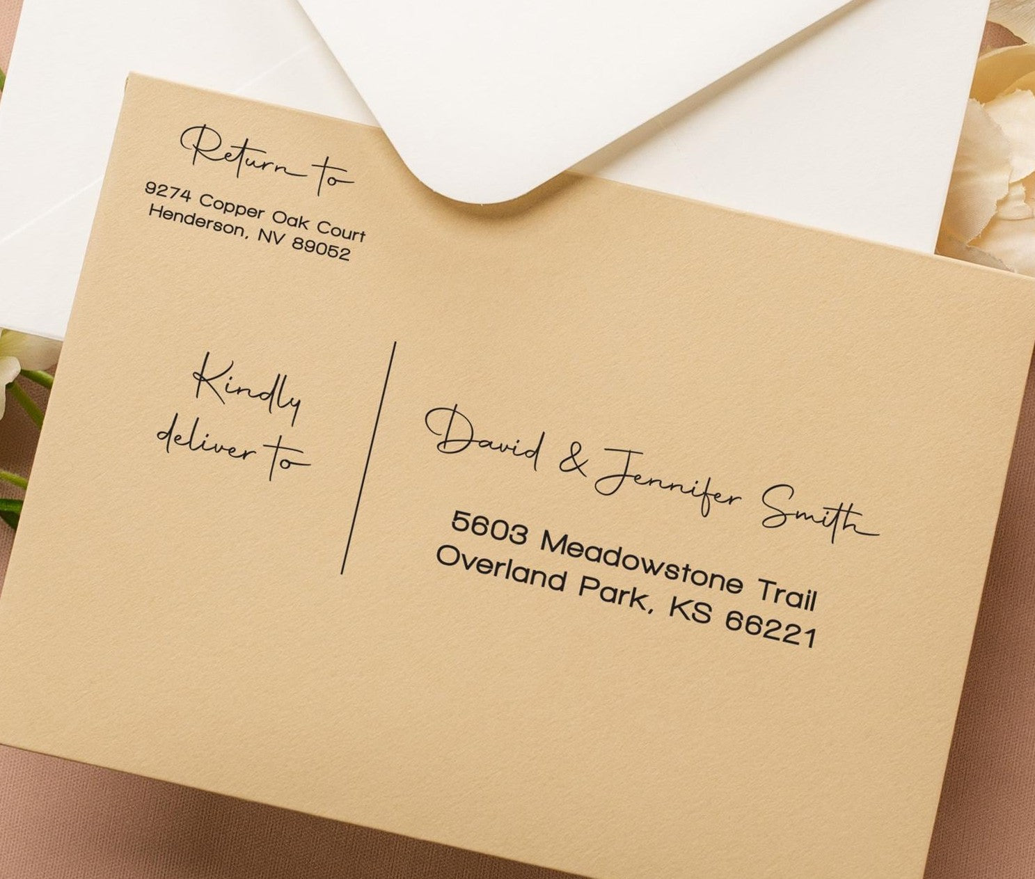 A7 envelope address printing (d7) - with white or blank ink custom wedding guest invitation black navy green return envelopes personalized