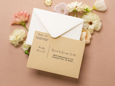 A7 envelope address printing (d7) - with white or blank ink custom wedding guest invitation black navy green return envelopes personalized